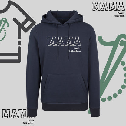 Bluza z kapturem "MAMA" KONTUR+imiona dzieci idealny prezent na dzień Babci