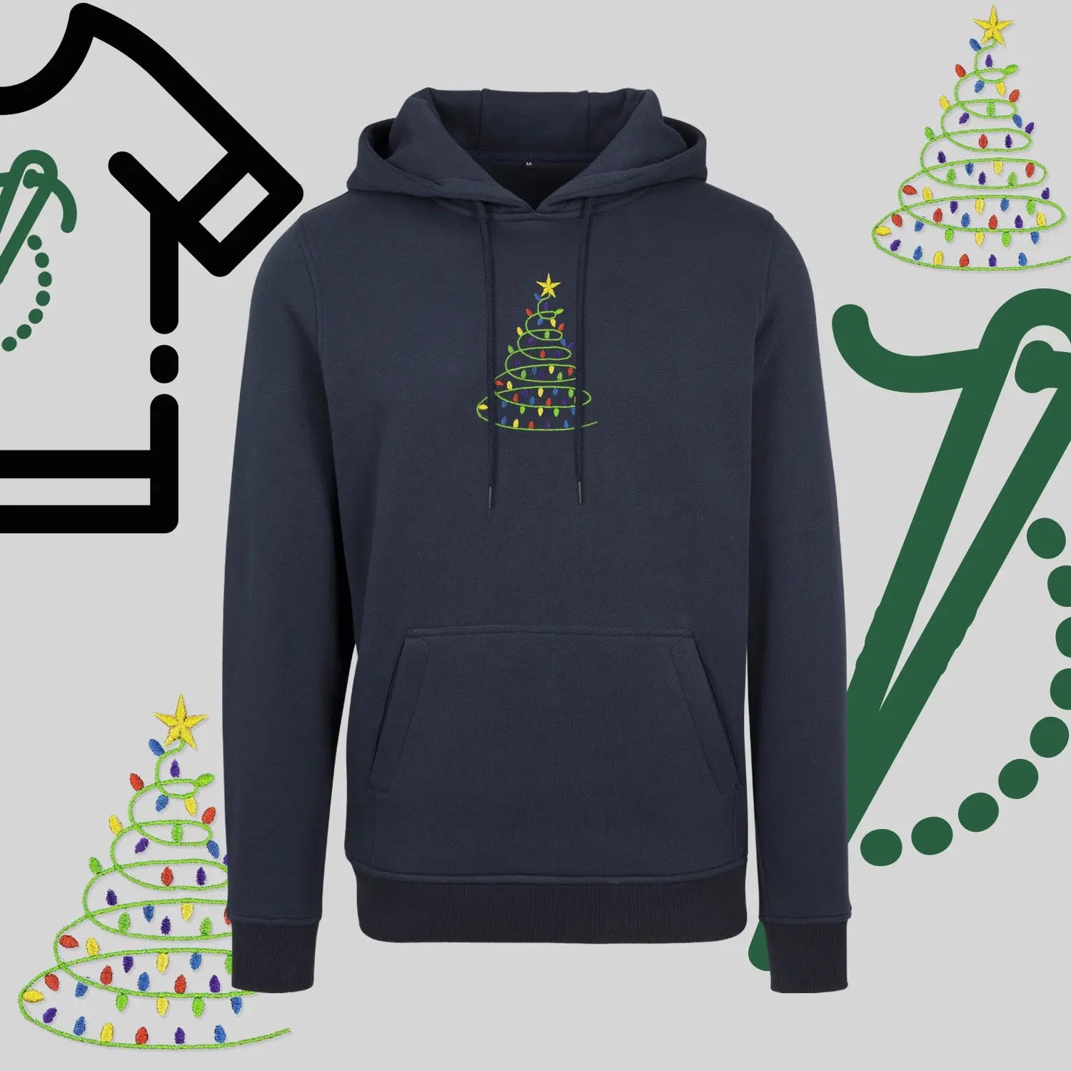 Bluza z kapturem "Choinka" – haft komputerowy, styl z przesłaniem Haft z radości