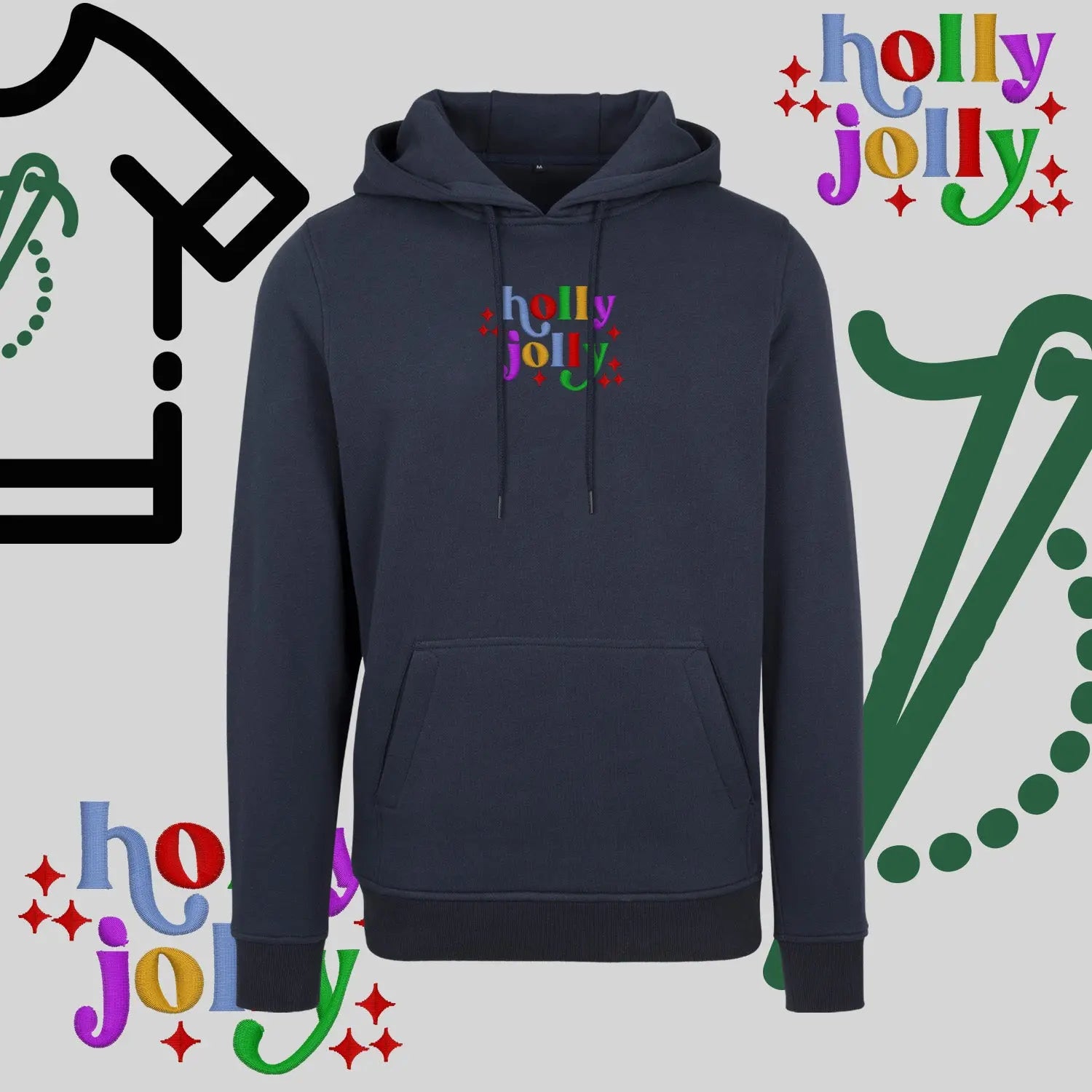 Bluza z kapturem "Holly Jolly" – haft komputerowy, styl z przesłaniem Haft z radości