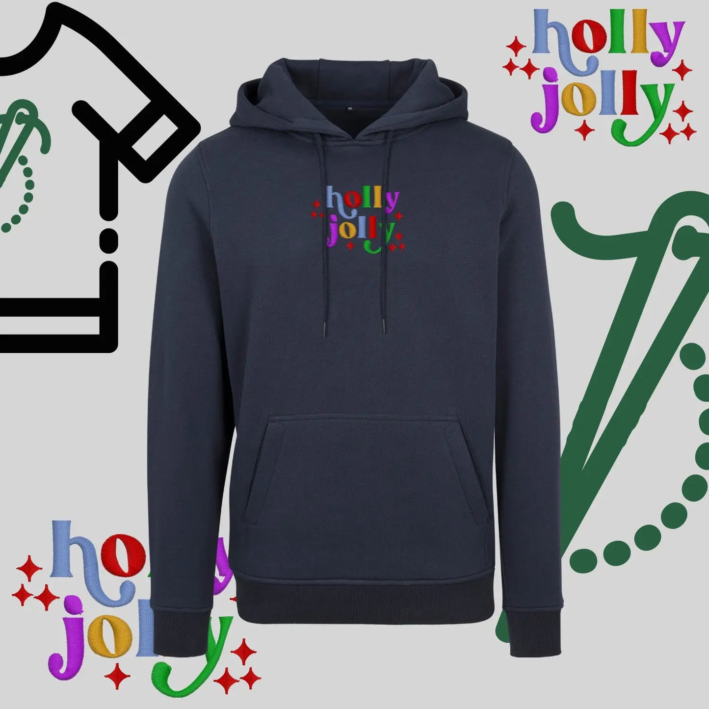 Bluza z kapturem "Holly Jolly" – haft komputerowy, styl z przesłaniem Haft z radości