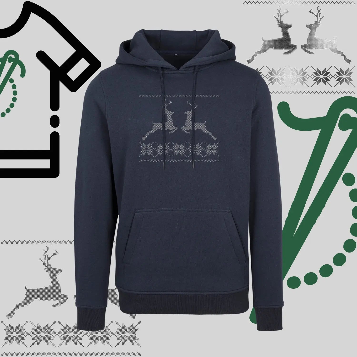 Bluza z kapturem "Renifer Christmas" – haft komputerowy, styl z przesłaniem Haft z radości