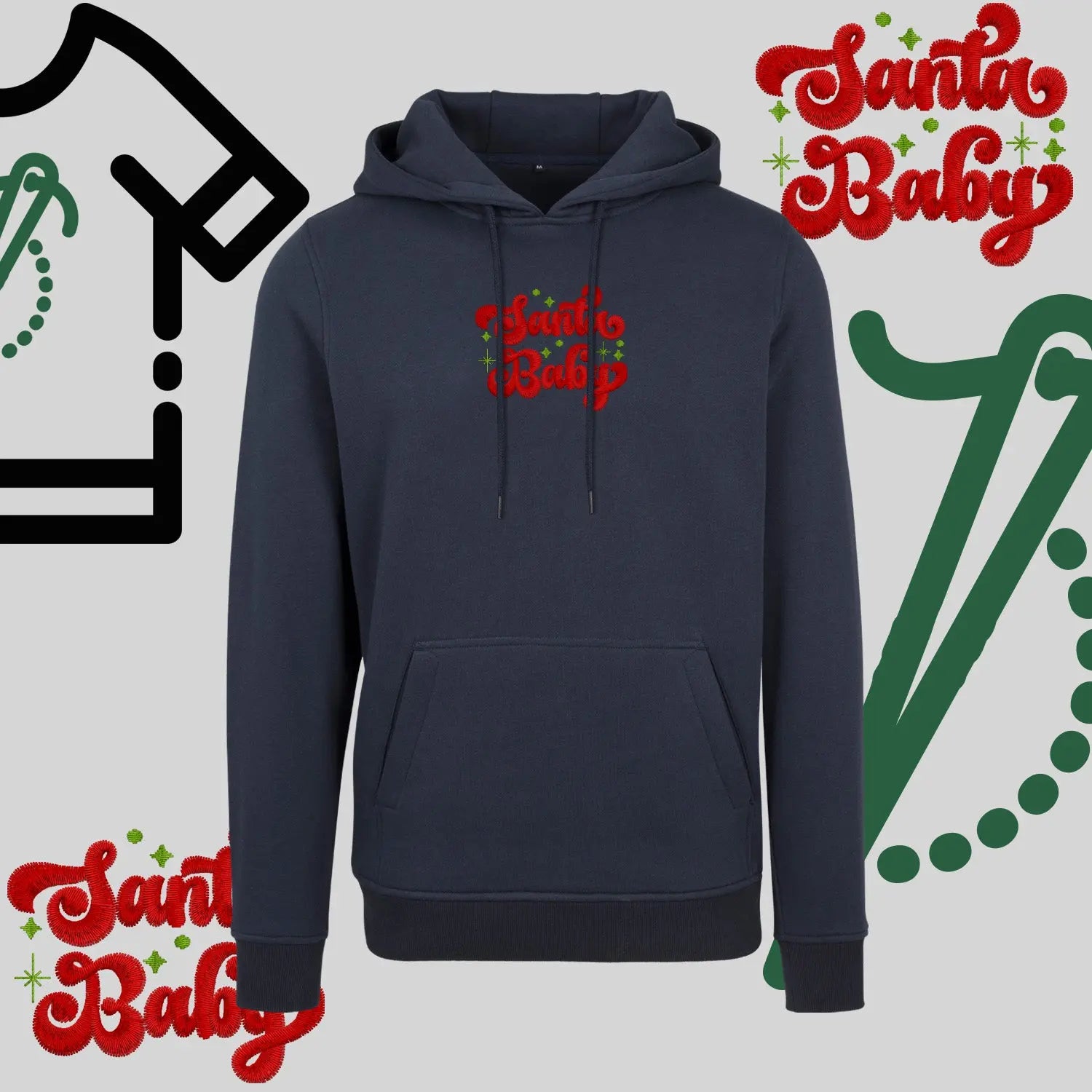 Bluza z kapturem "Santa Baby" – haft komputerowy, styl z przesłaniem Haft z radości