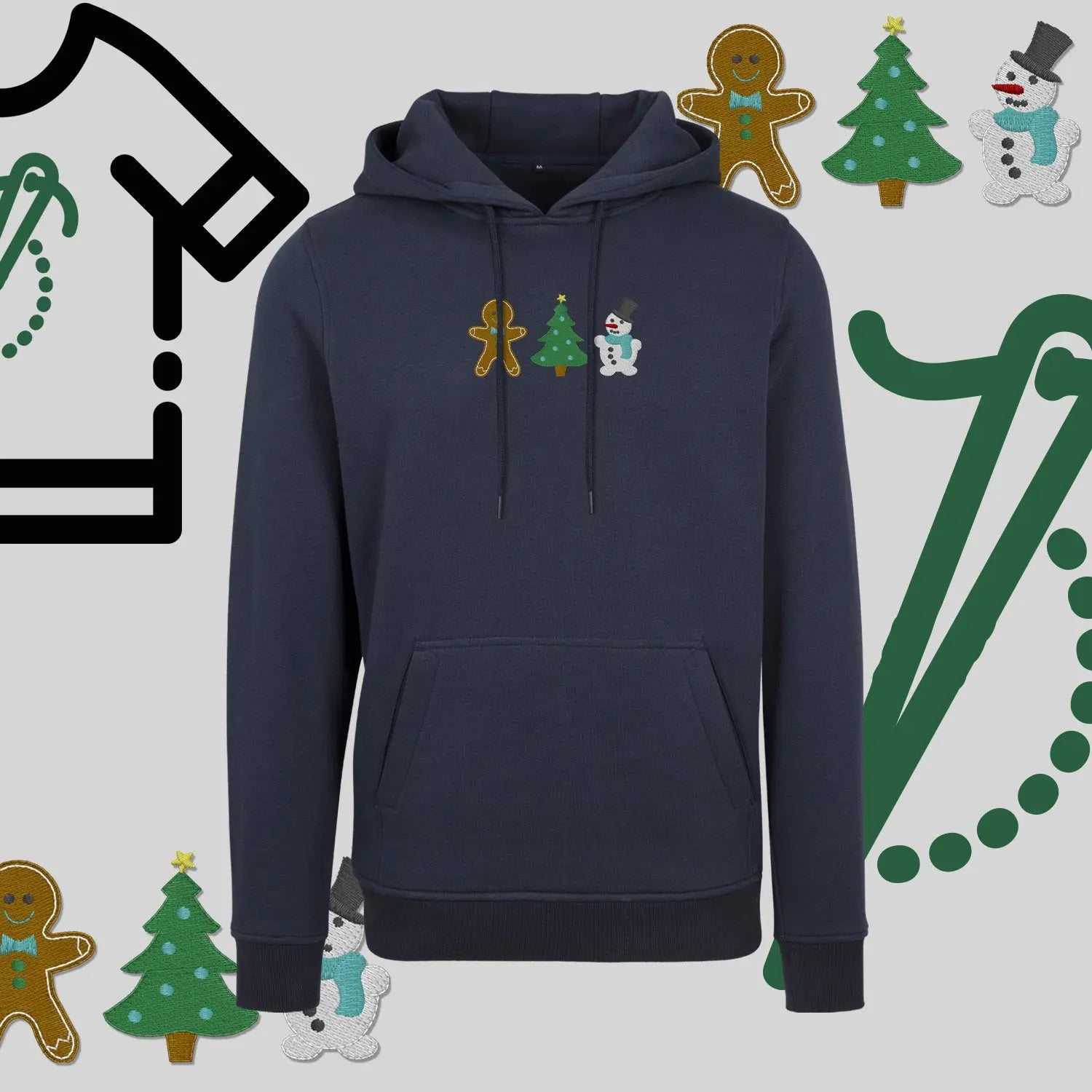 Bluza z kapturem "Świąteczna Gromada" – haft komputerowy, styl z przesłaniem Haft z radości