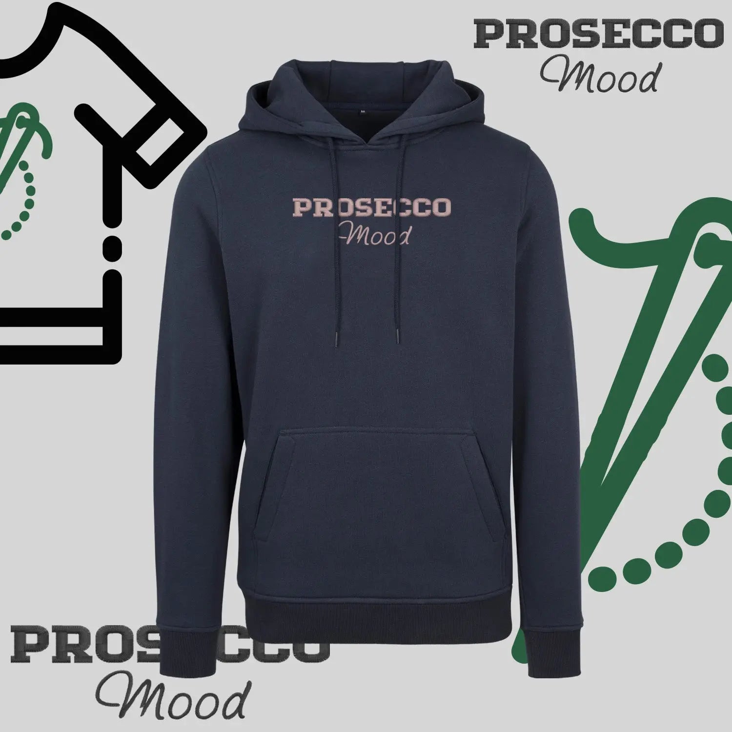 Bluza z kapturem "PROSECCO MOOD" – haft komputerowy, styl na każdą okazję Haft z radości