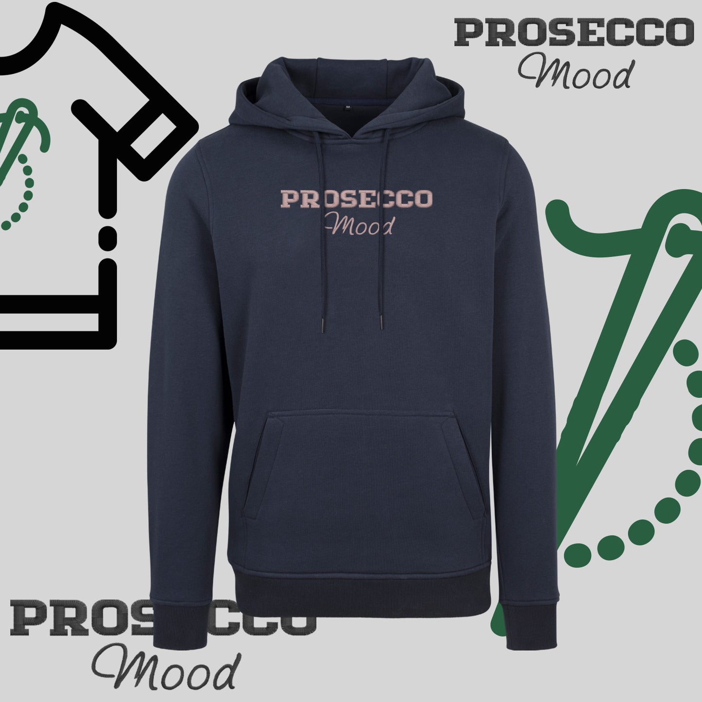 Bluza z kapturem "PROSECCO MOOD" – haft komputerowy, styl na każdą okazję