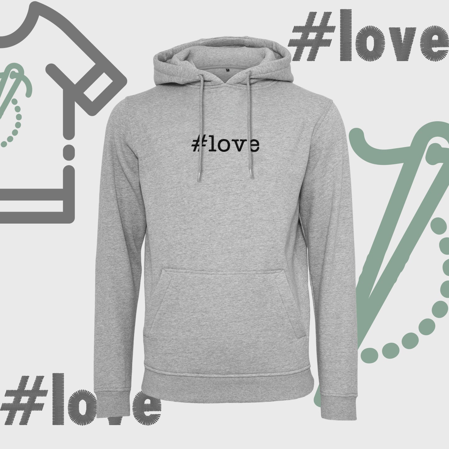 Bluza z kapturem "#love" – haft komputerowy, styl z pozytywnym przekazem