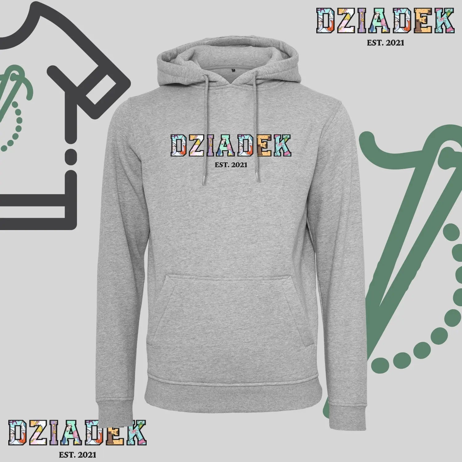 Bluza z kapturem "DZIADEK" PATCHWORK+EST idealny prezent na dzień Dziadka Haft z radości