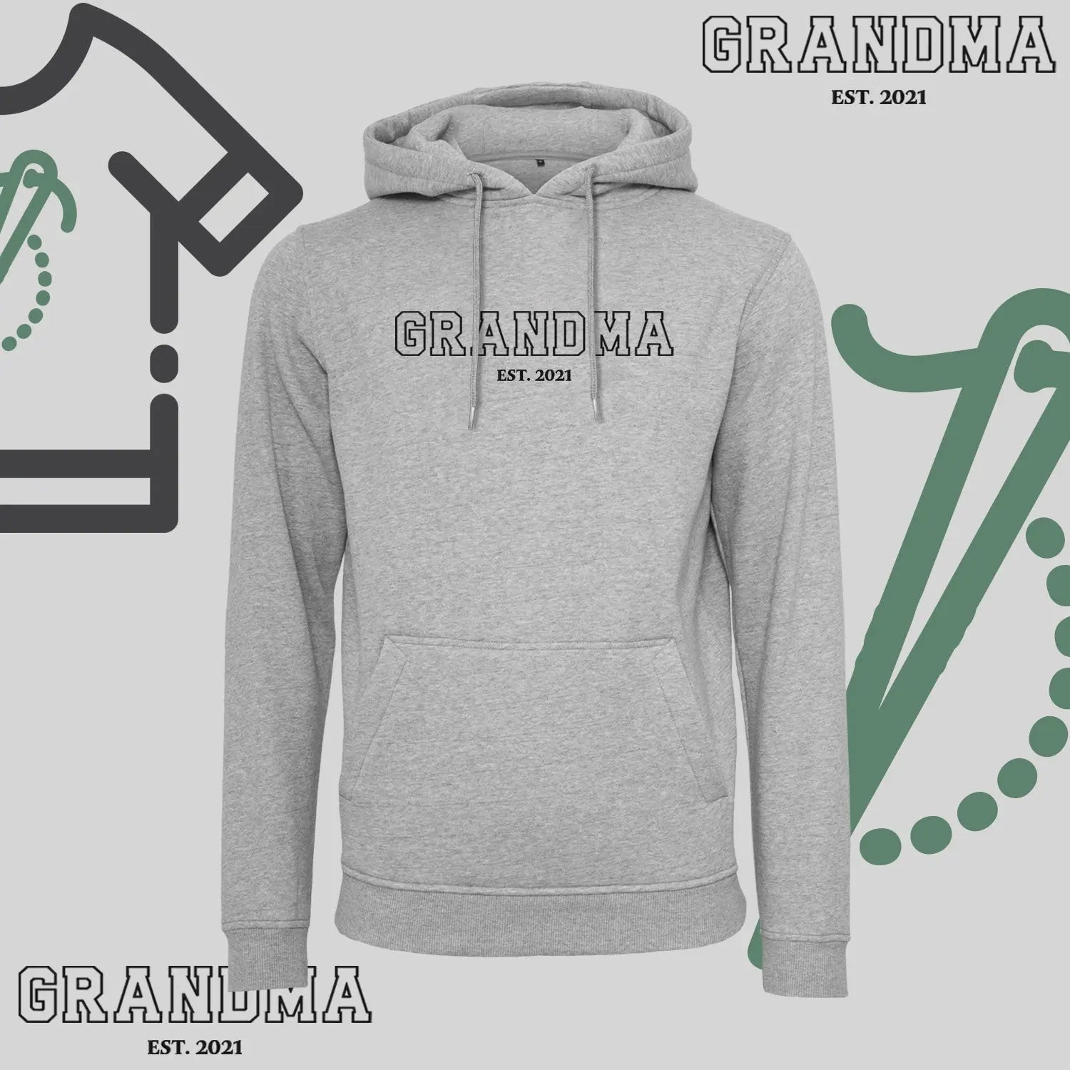 Bluza z kapturem "GRANDMA" kontur+EST idealny prezent na dzień Babci Haft z radości