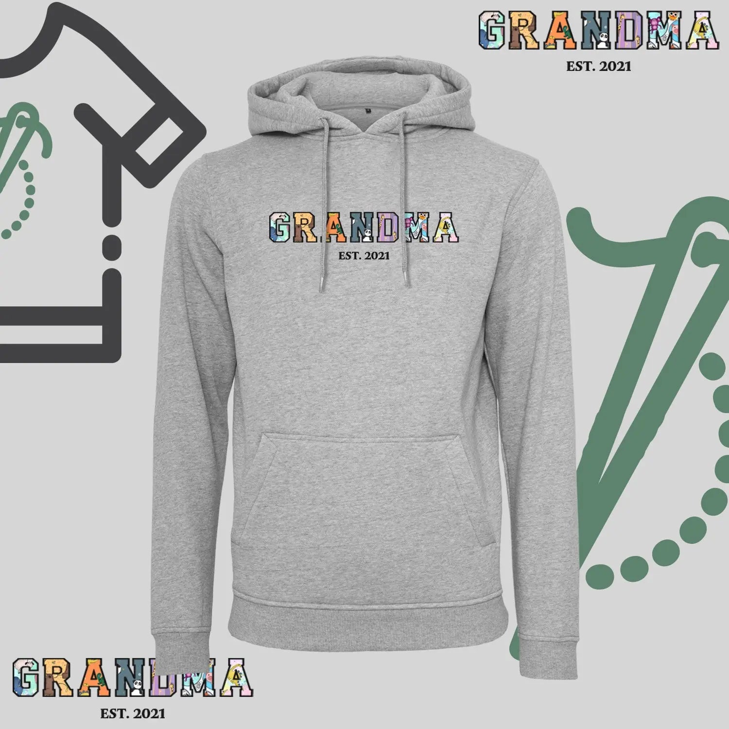 Bluza z kapturem "GRANDMA" PATCHWORK +EST idealny prezent na dzień Babci Haft z radości