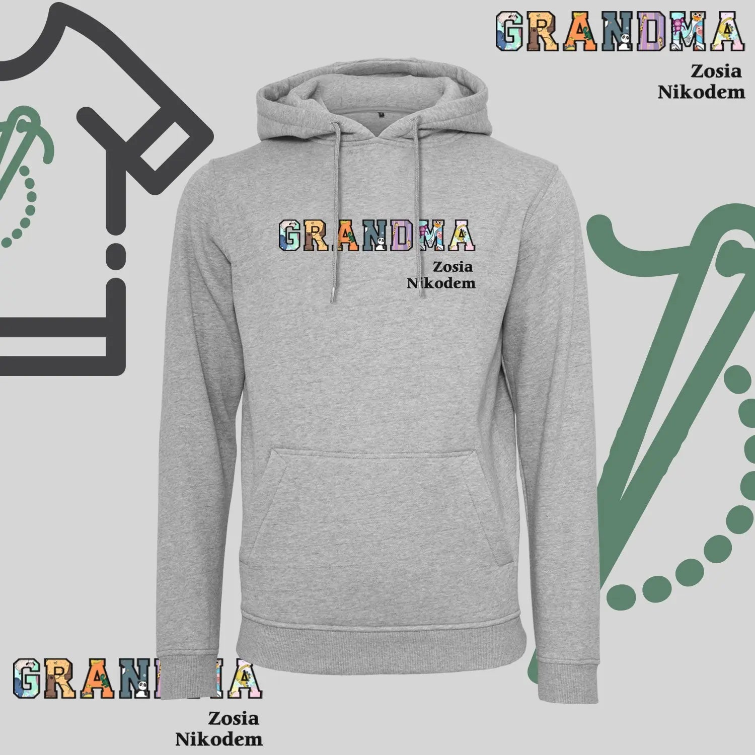 Bluza z kapturem "GRANDMA" PATCHWORK +Imiona wnucząt idealny prezent na dzień Babci Haft z radości