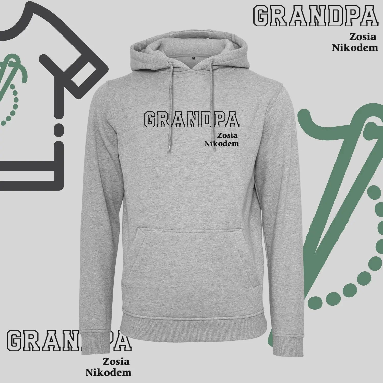 Bluza z kapturem "GRANDPA" KONTUR+imiona wnucząt idealny prezent na dzień Dziadka Haft z radości
