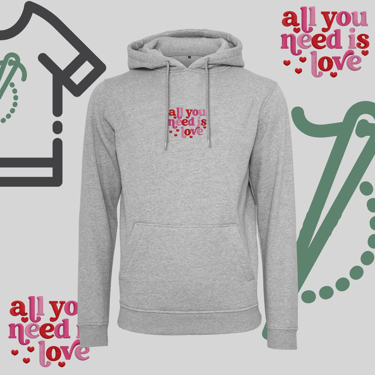 Bluza z kapturem z haftem "All You need is Love"