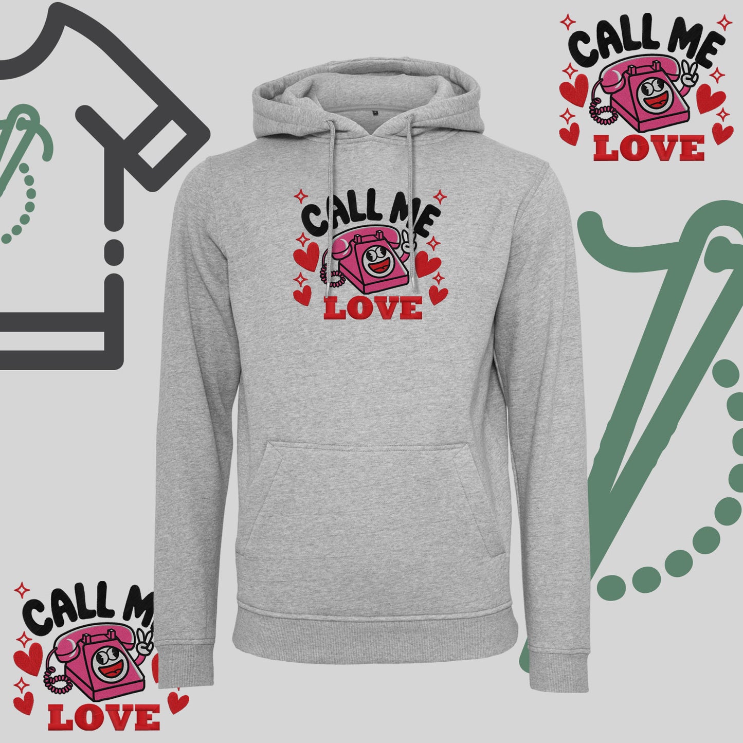 Bluza z kapturem z haftem "Call Me Love"