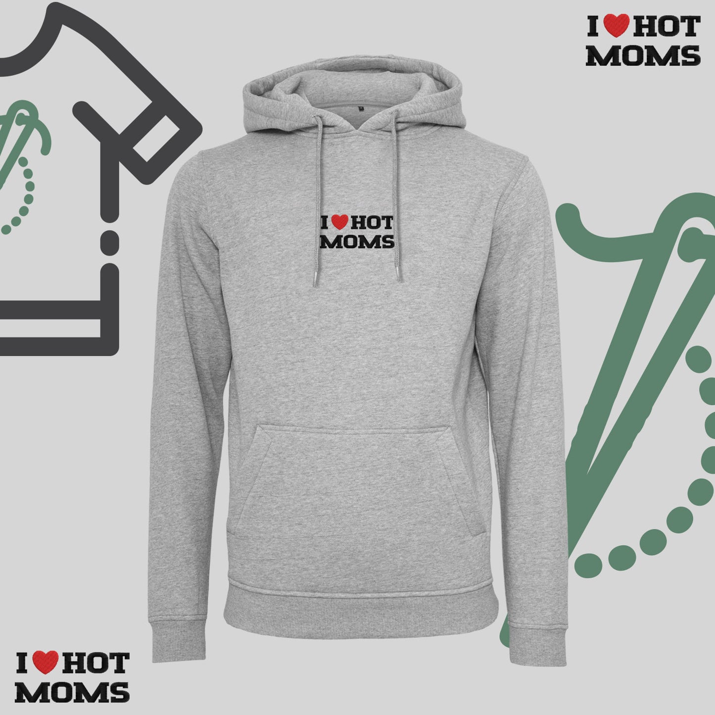 Bluza z kapturem z haftem "I❤️ HOT MOMS"