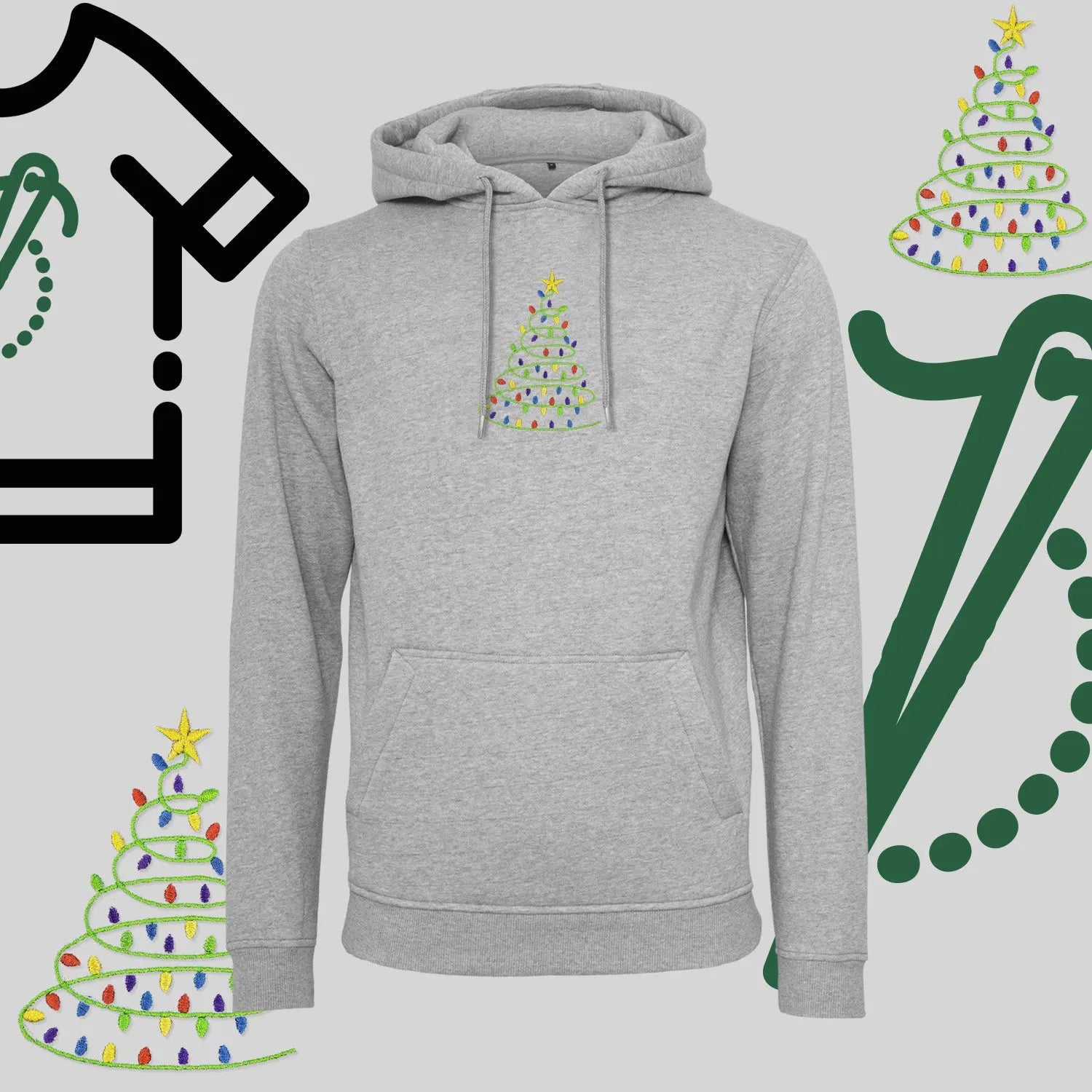 Bluza z kapturem "Choinka" – haft komputerowy, styl z przesłaniem Haft z radości