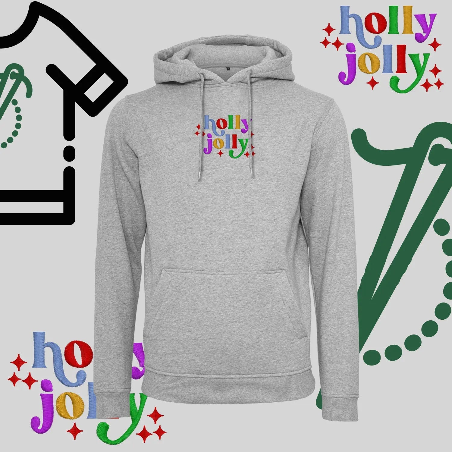 Bluza z kapturem "Holly Jolly" – haft komputerowy, styl z przesłaniem Haft z radości