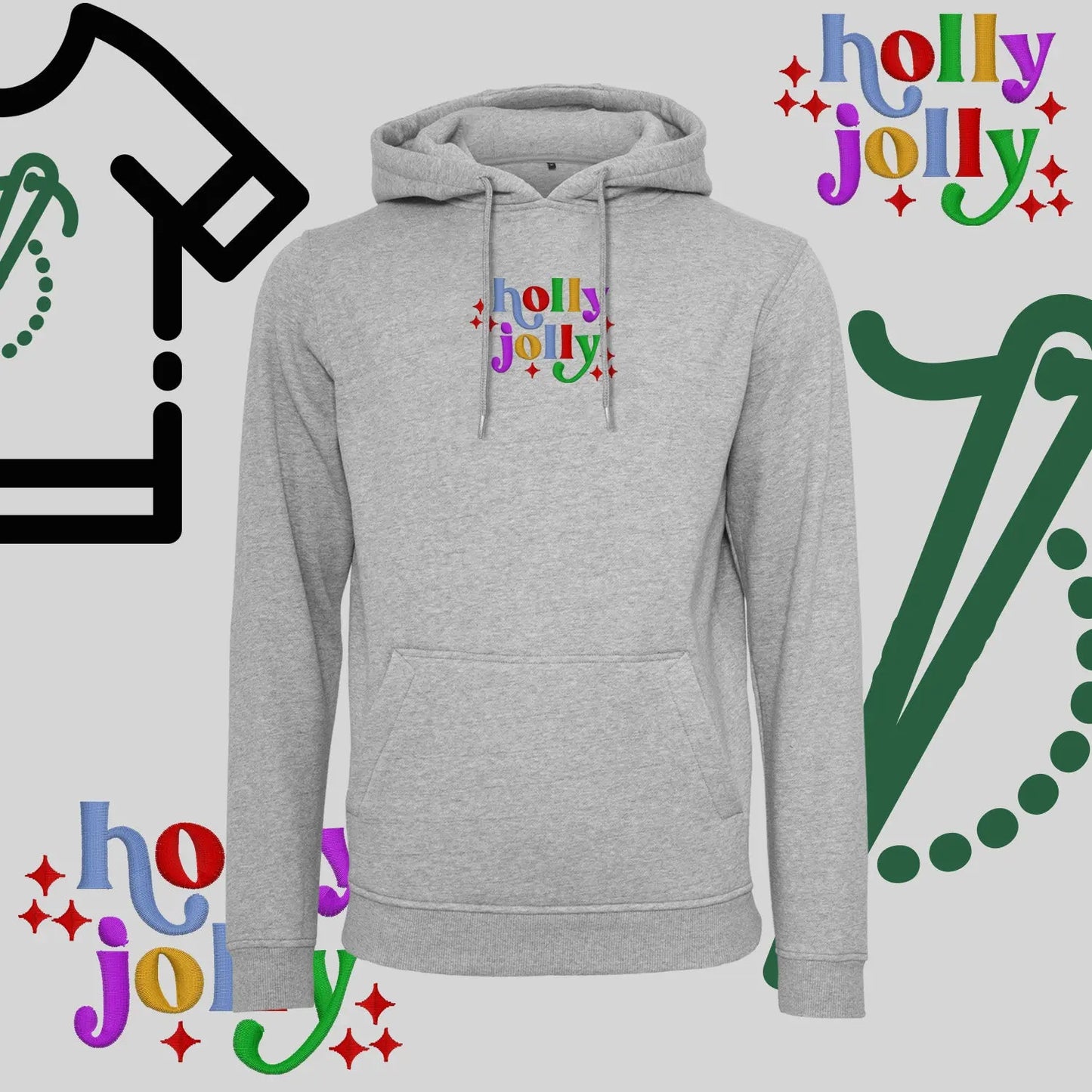 Bluza z kapturem "Holly Jolly" – haft komputerowy, styl z przesłaniem Haft z radości