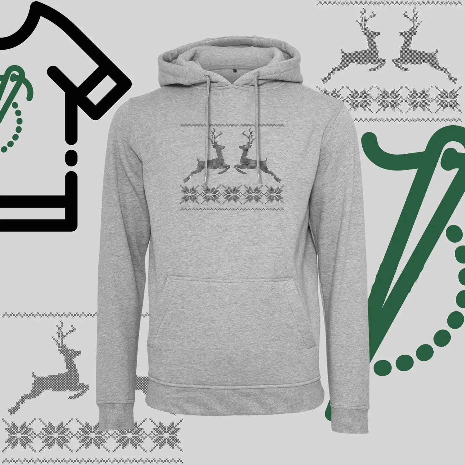 Bluza z kapturem "Renifer Christmas" – haft komputerowy, styl z przesłaniem Haft z radości