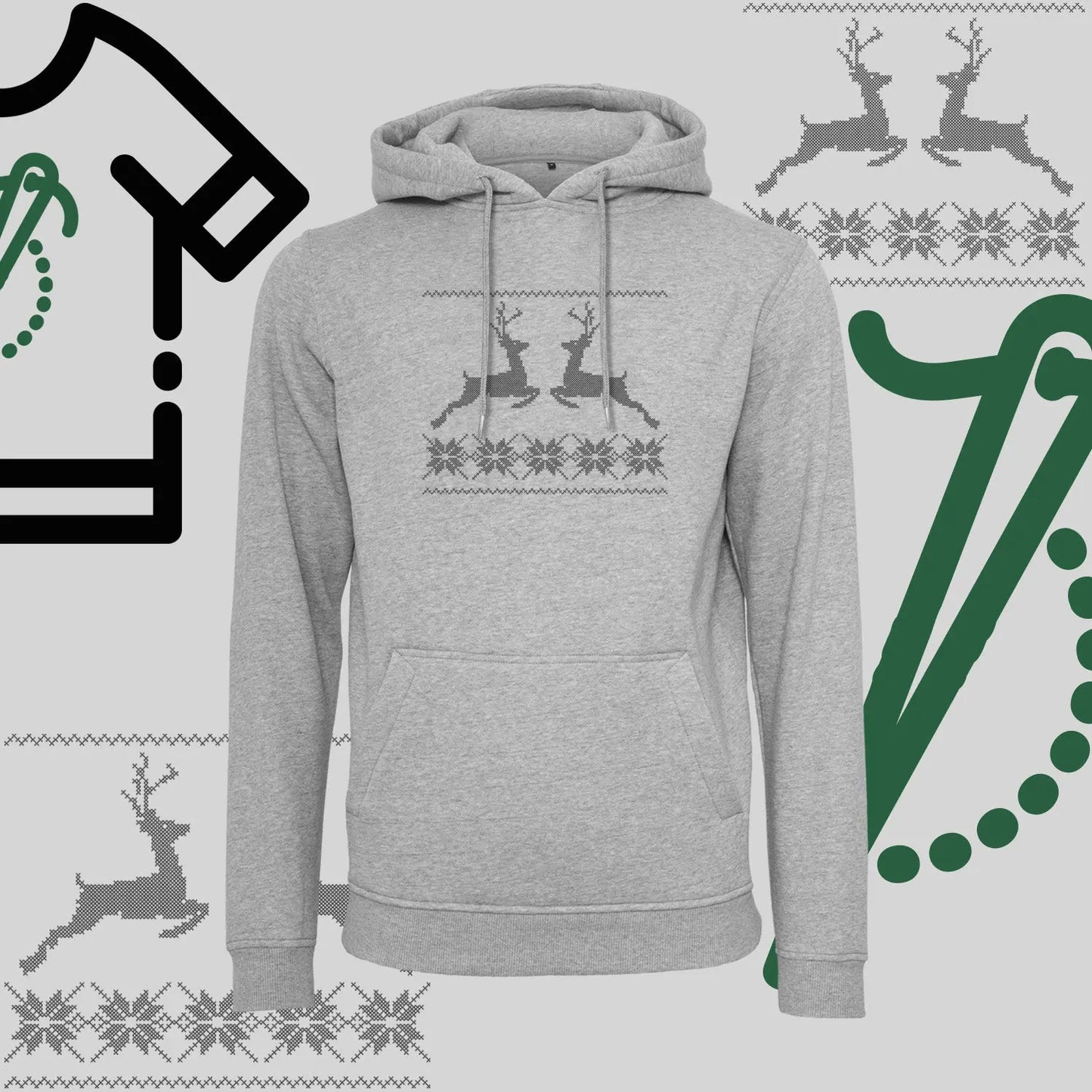 Bluza z kapturem "Renifer Christmas" – haft komputerowy, styl z przesłaniem Haft z radości
