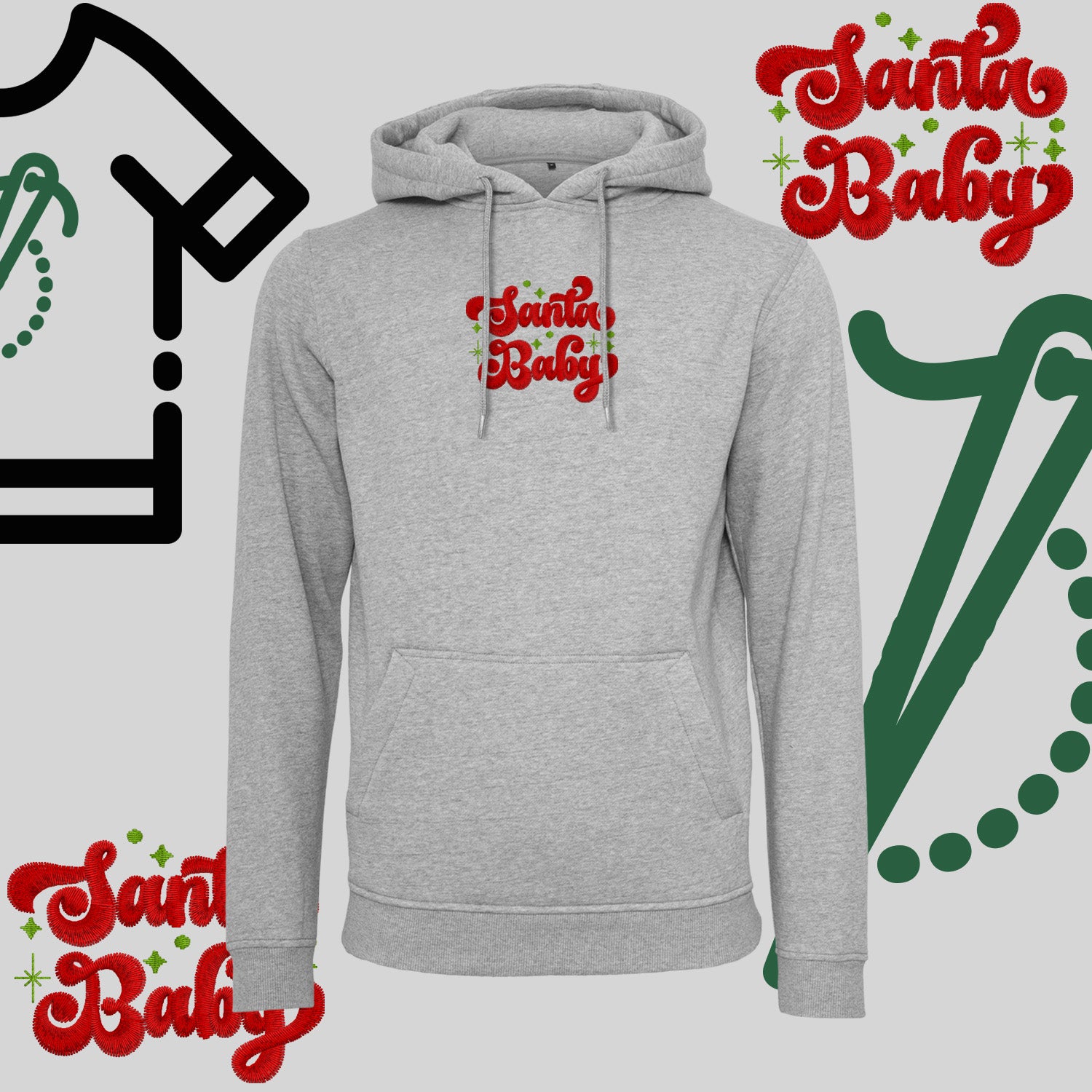 Bluza z kapturem "Santa Baby" – haft komputerowy, styl z przesłaniem