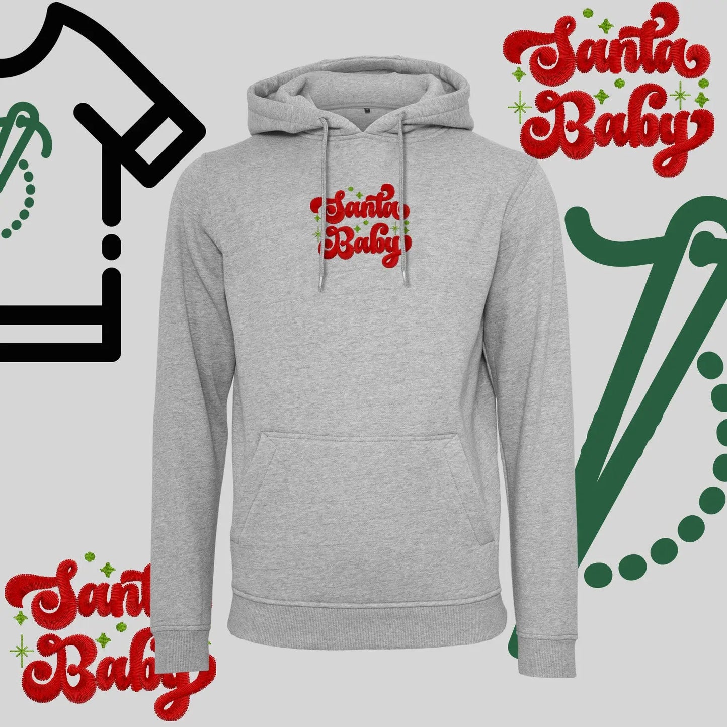 Bluza z kapturem "Santa Baby" – haft komputerowy, styl z przesłaniem Haft z radości