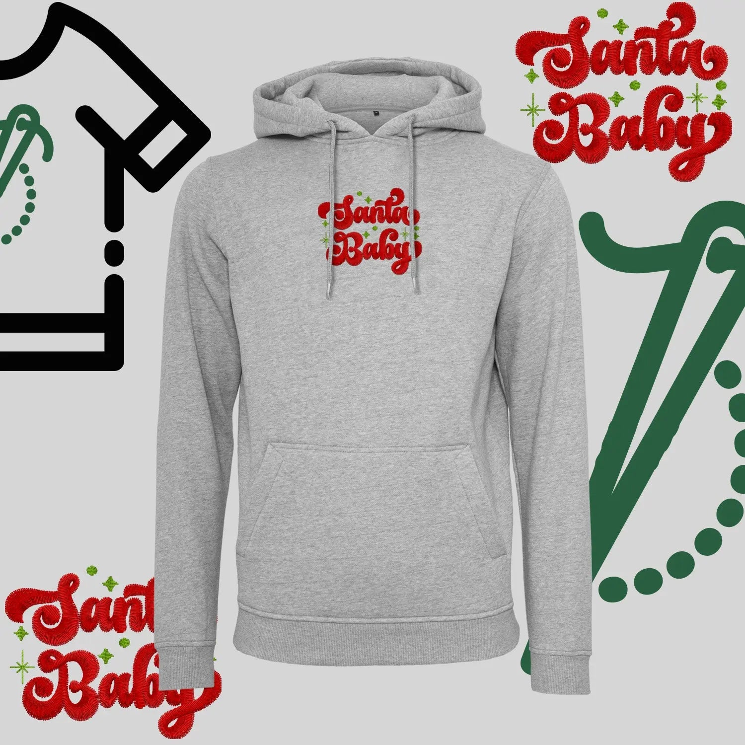 Bluza z kapturem "Santa Baby" – haft komputerowy, styl z przesłaniem Haft z radości