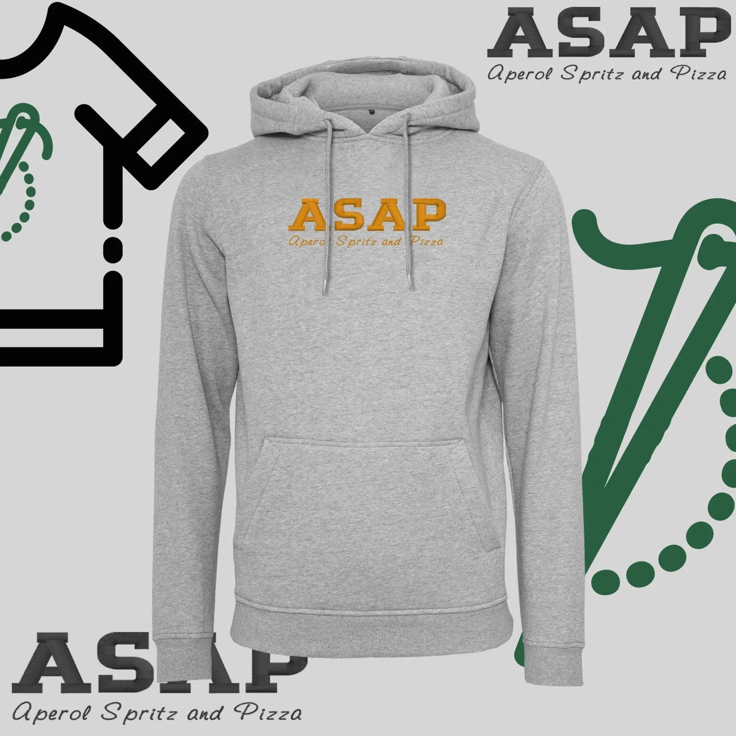 Bluza z kapturem "ASAP – Aperol Spritz and Pizza" – haft, włoski klimat Haft z radości