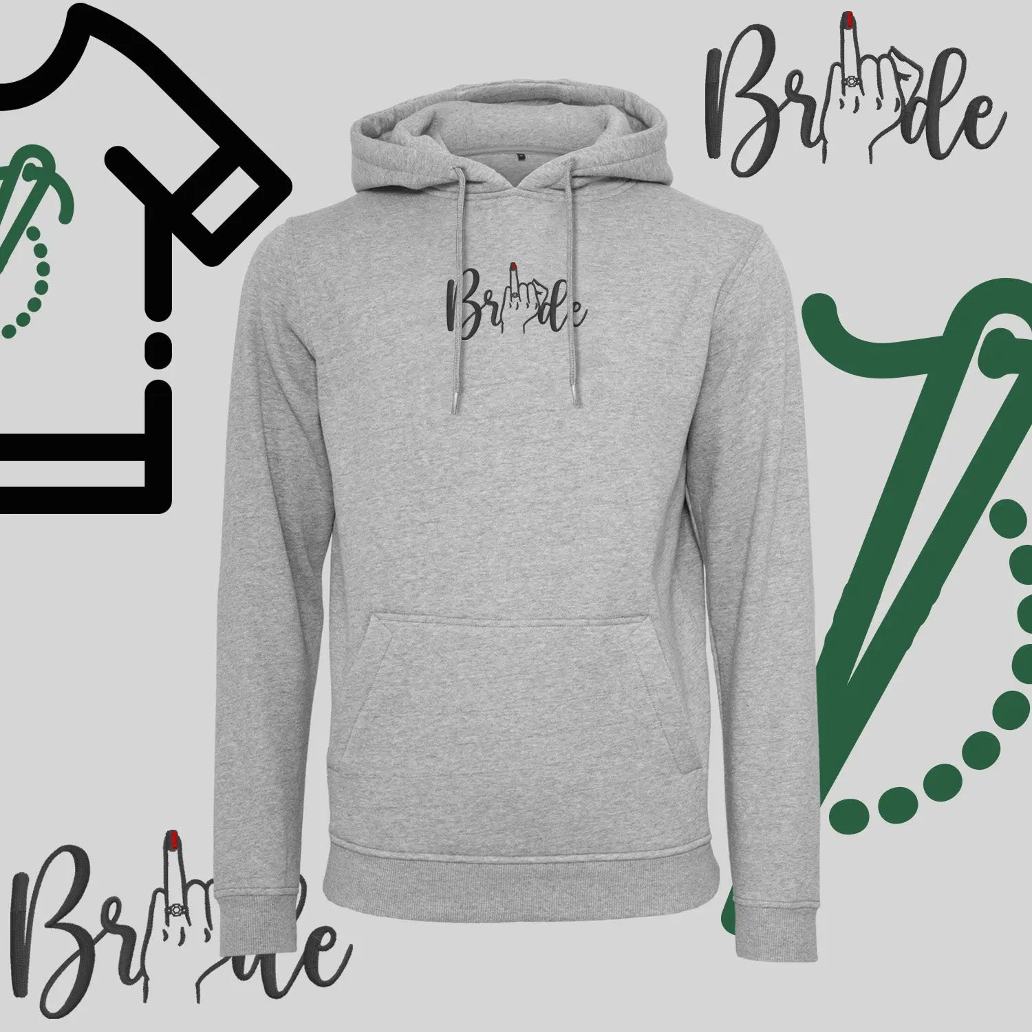 Bluza z kapturem "Bride" – haft komputerowy, wygodny styl dla przyszłej żony Haft z radości