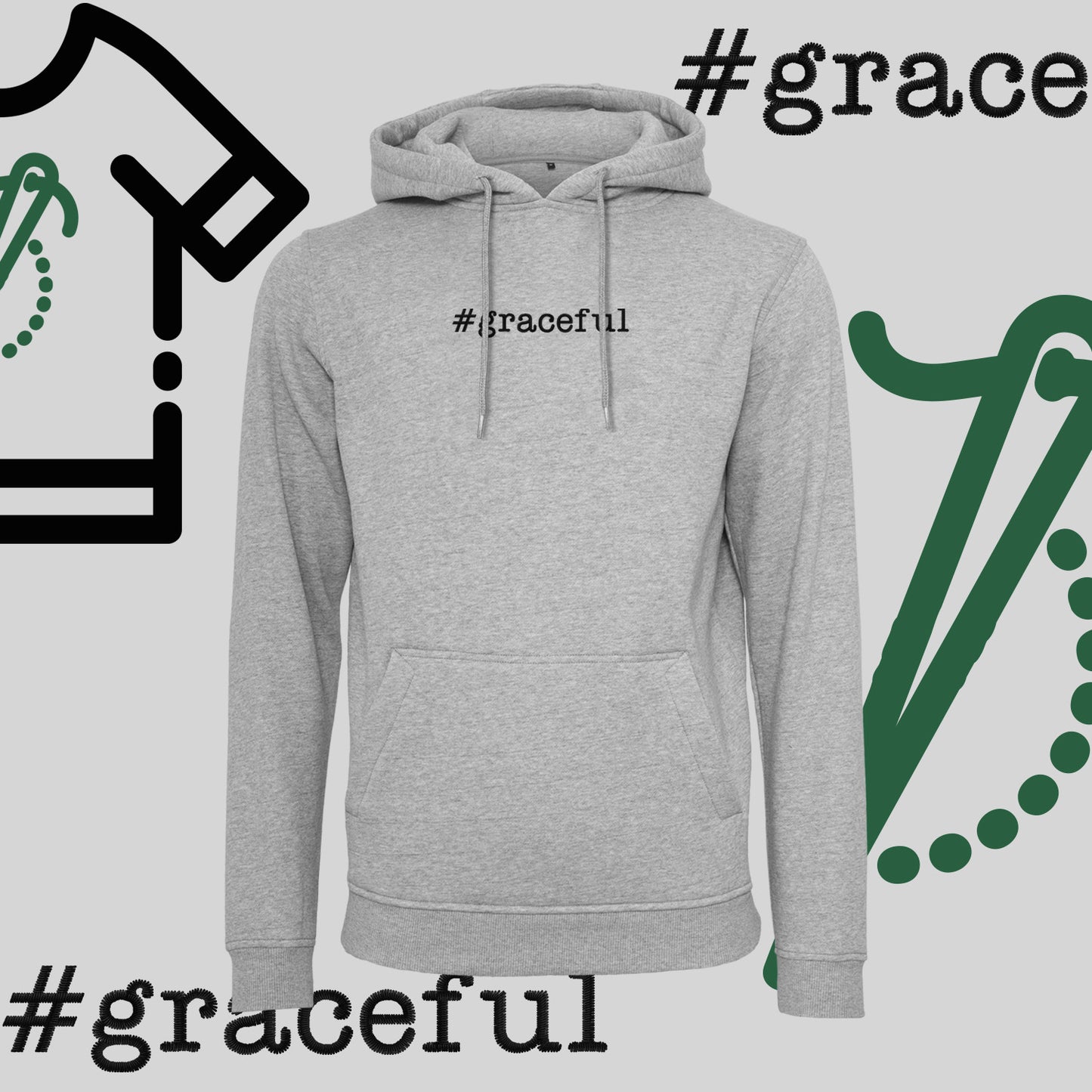 Bluza z kapturem "#graceful" – haft komputerowy, elegancja w stylu casual
