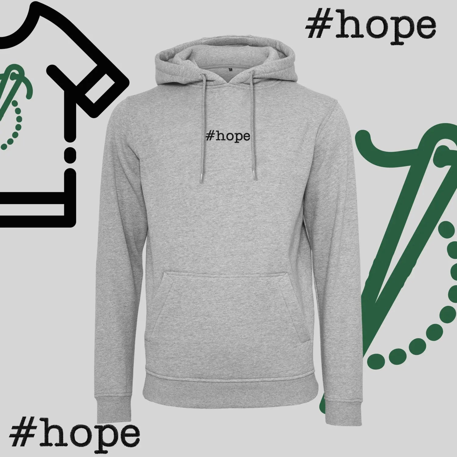 Bluza z kapturem "#hope" – haft komputerowy, inspiracja na co dzień Haft z radości