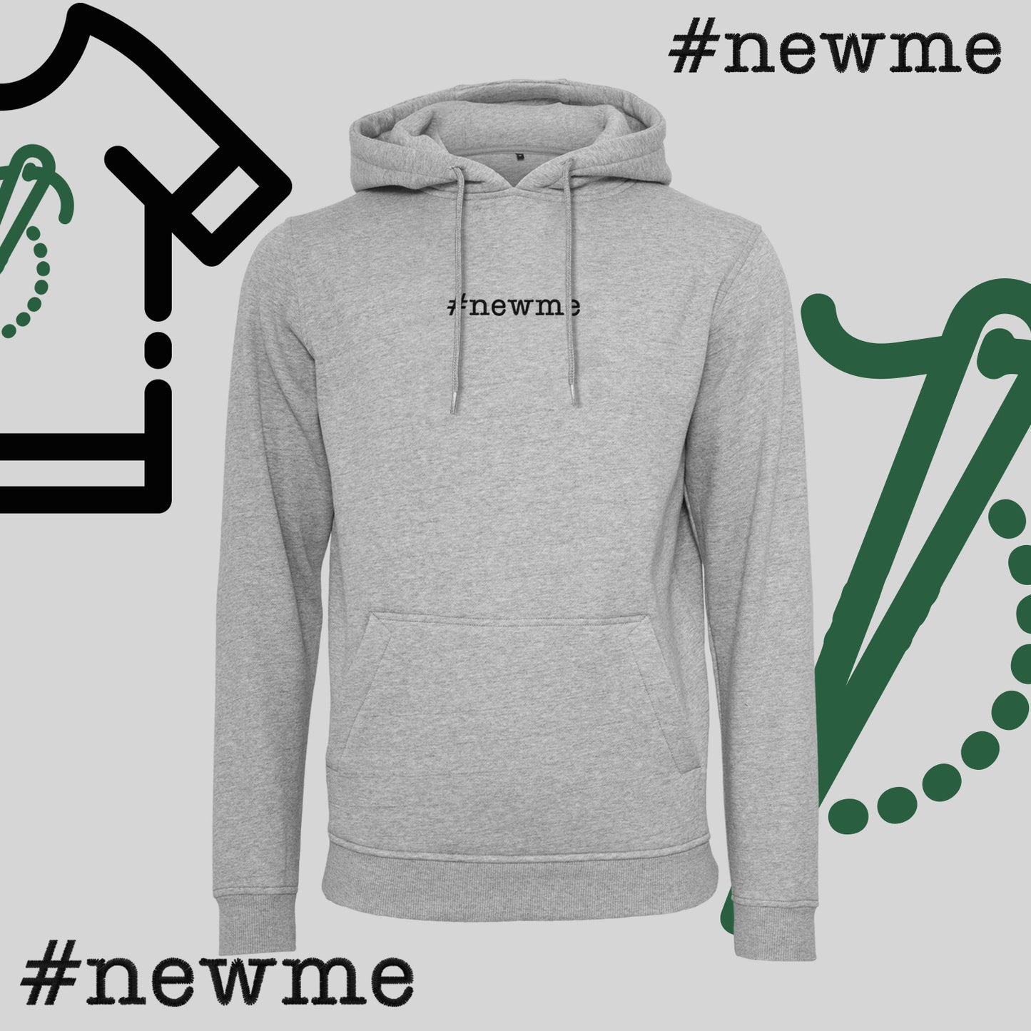 Bluza z kapturem "#newme" – haft komputerowy, motywacja i nowy styl