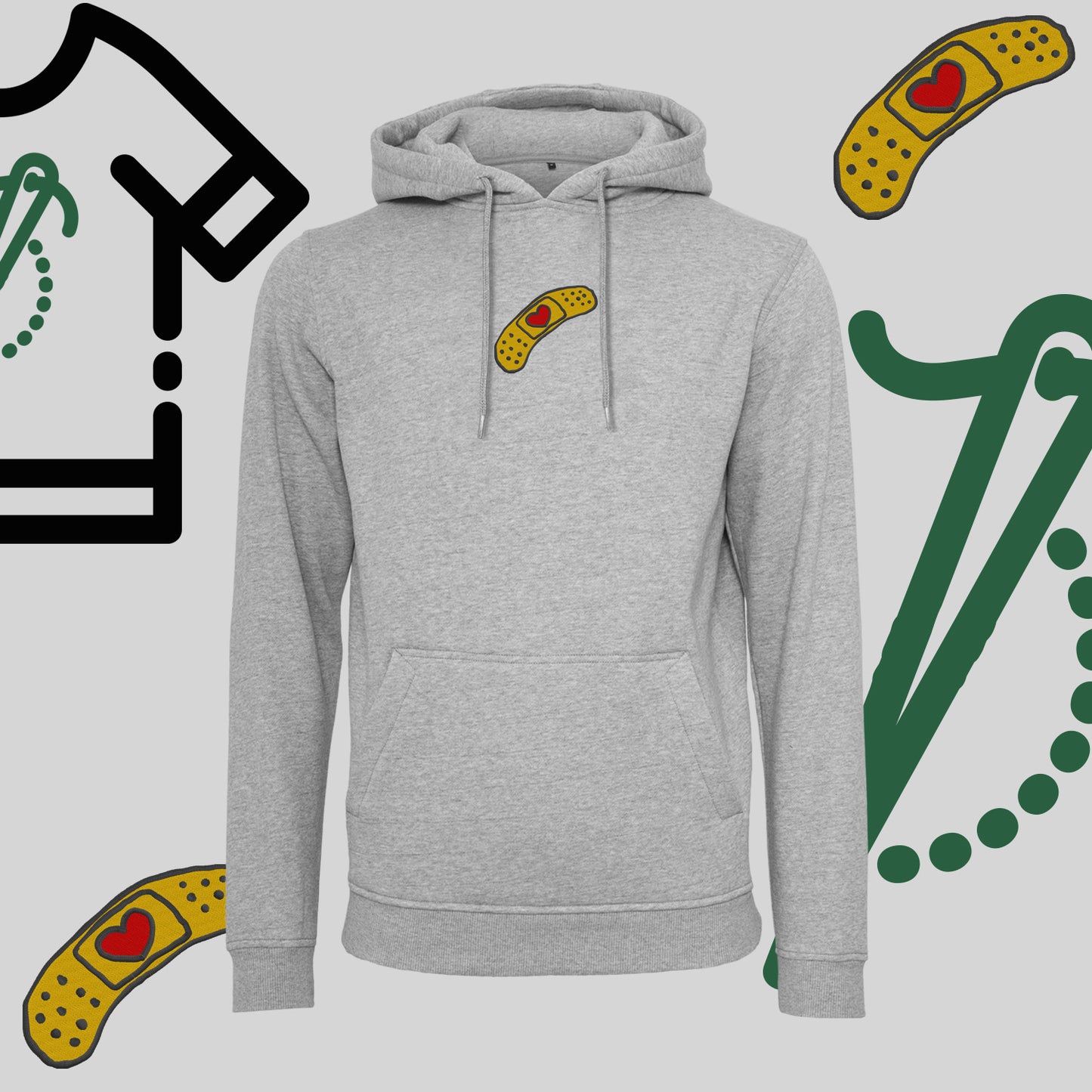 Bluza z kapturem "Plaster z sercem" – haft komputerowy, styl pełen emocji i troski