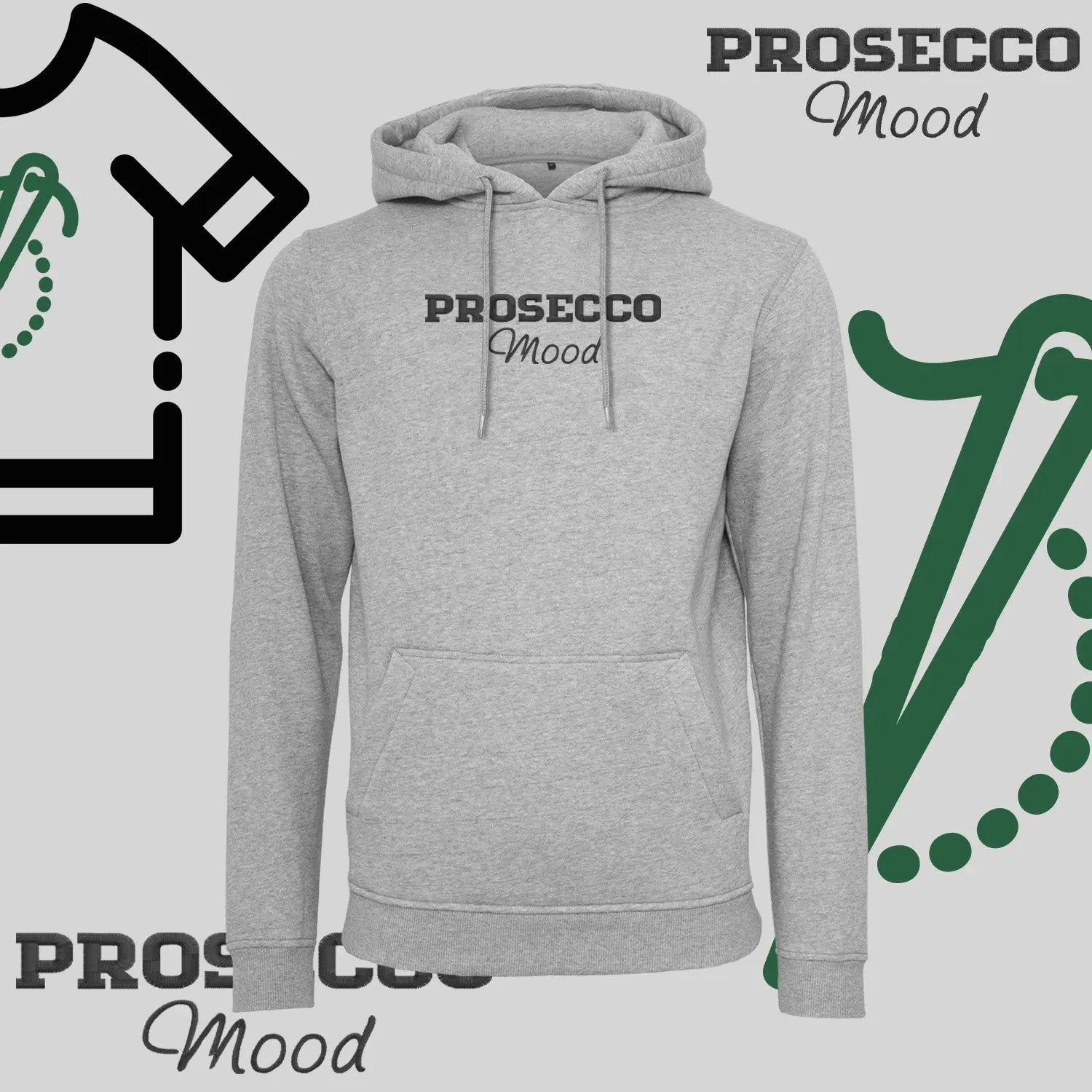 Bluza z kapturem "PROSECCO MOOD" – haft komputerowy, styl na każdą okazję Haft z radości