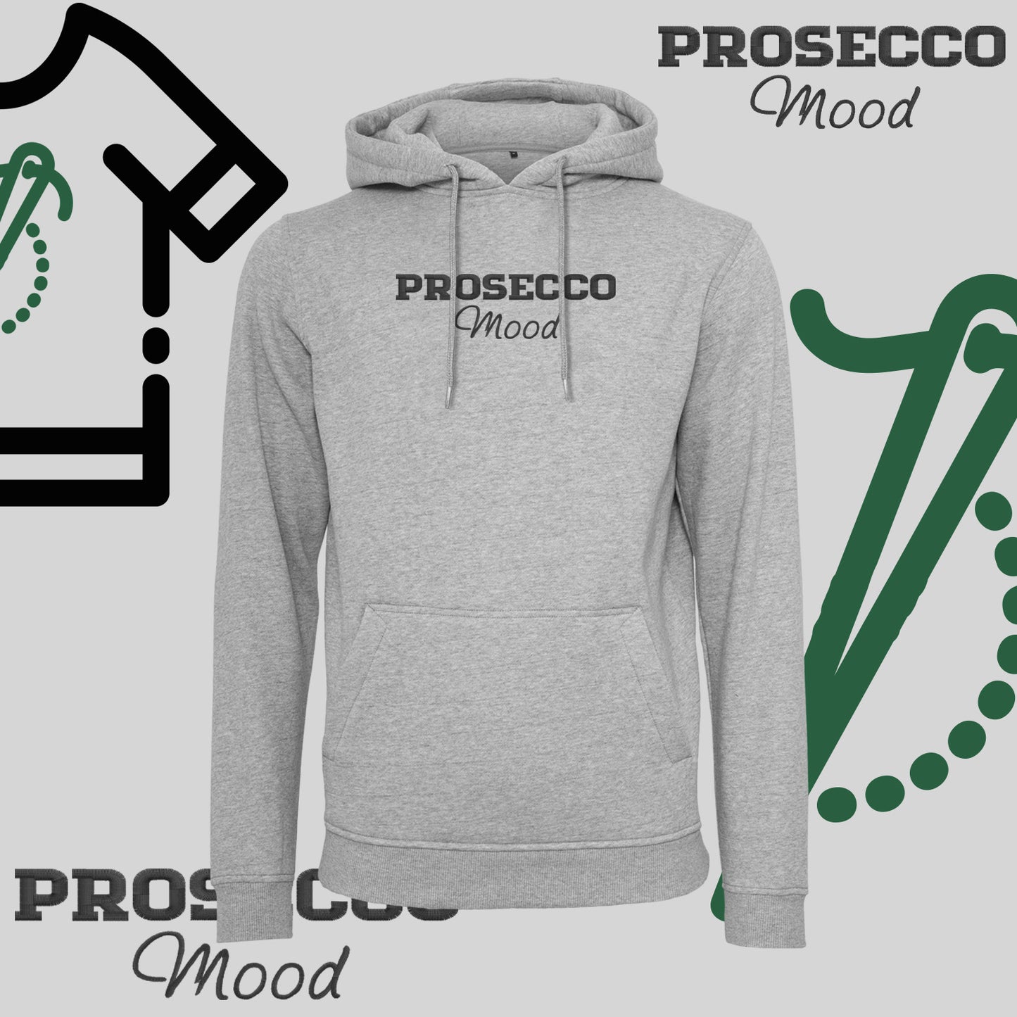 Bluza z kapturem "PROSECCO MOOD" – haft komputerowy, styl na każdą okazję