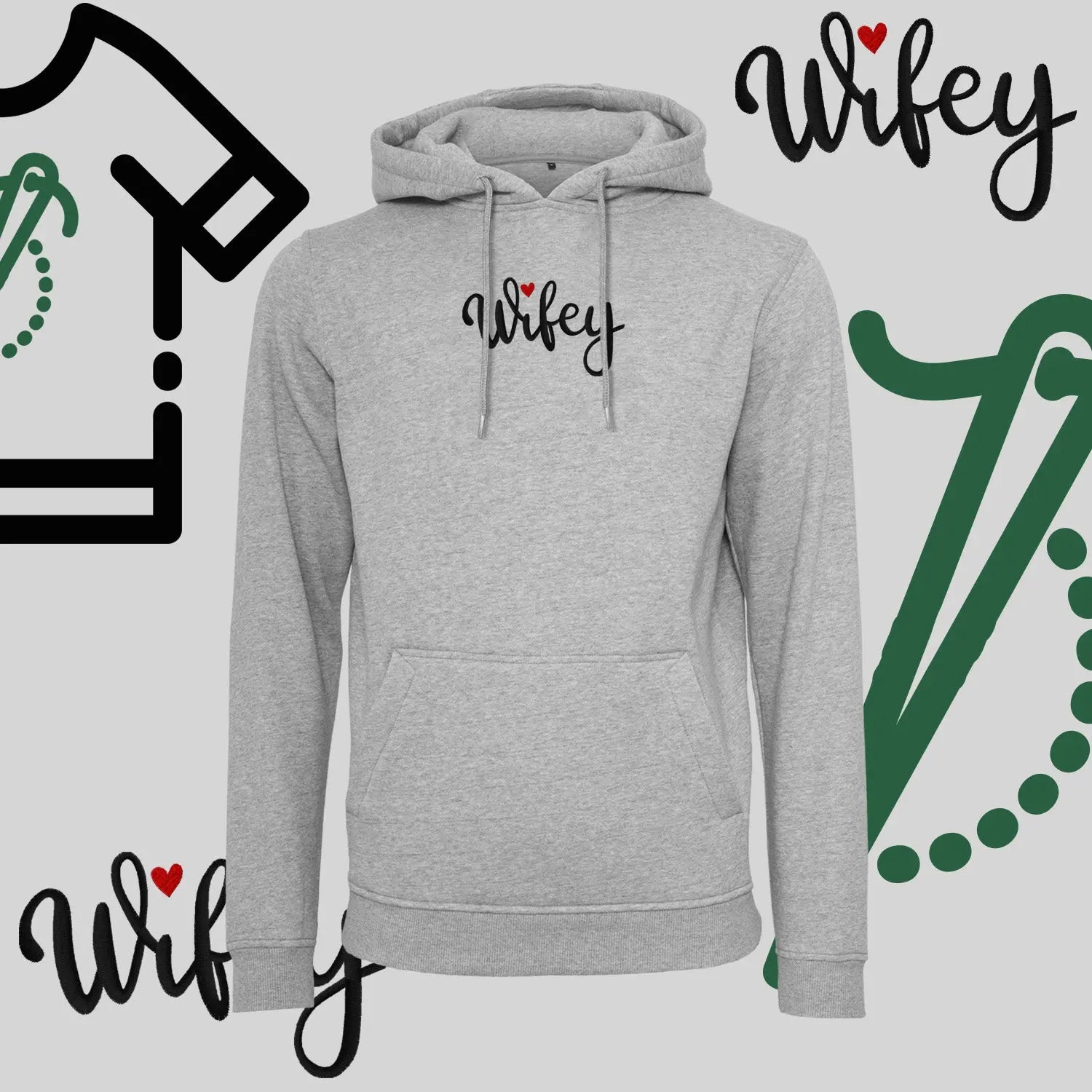Bluza z kapturem "WIFEY" – haft komputerowy, styl dla żony z humorem Haft z radości