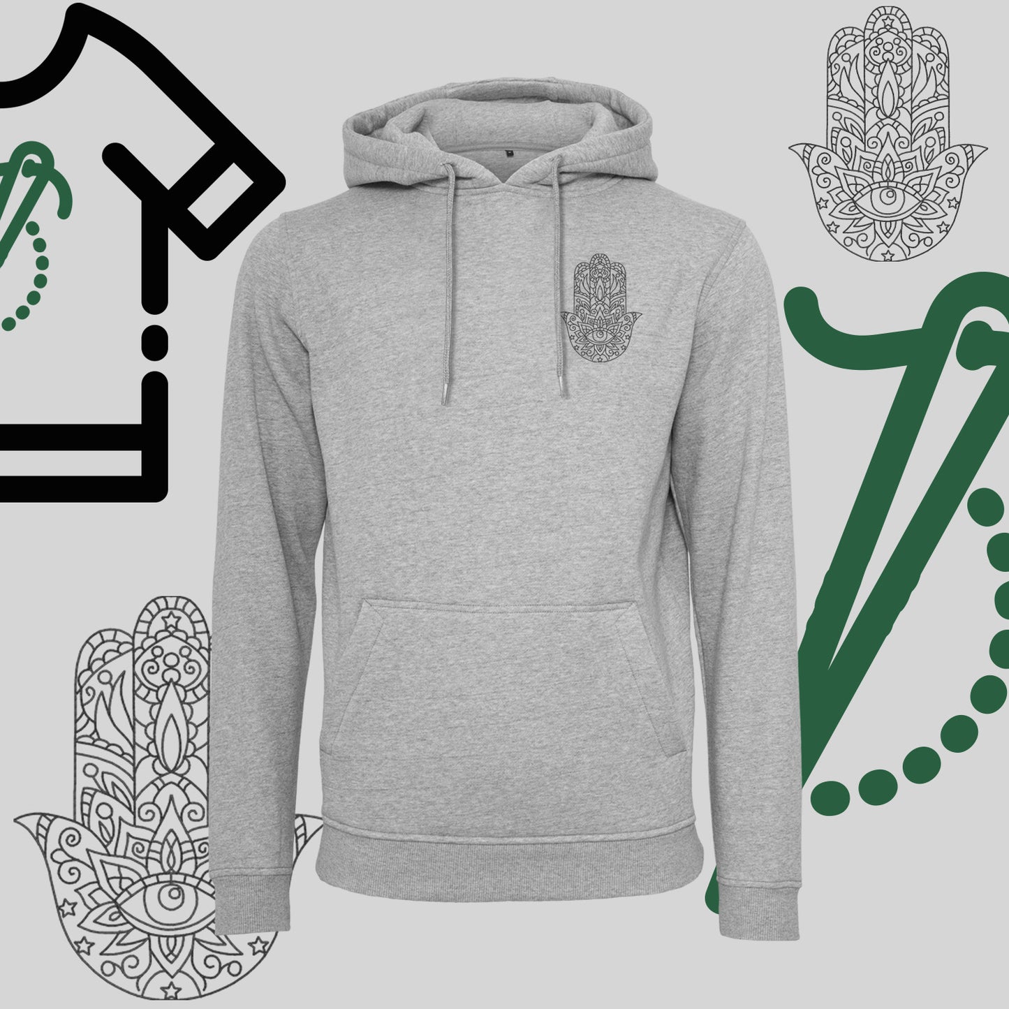 Bluza z kapturem "Hamsa" – haft komputerowy, symbol ochrony i stylu