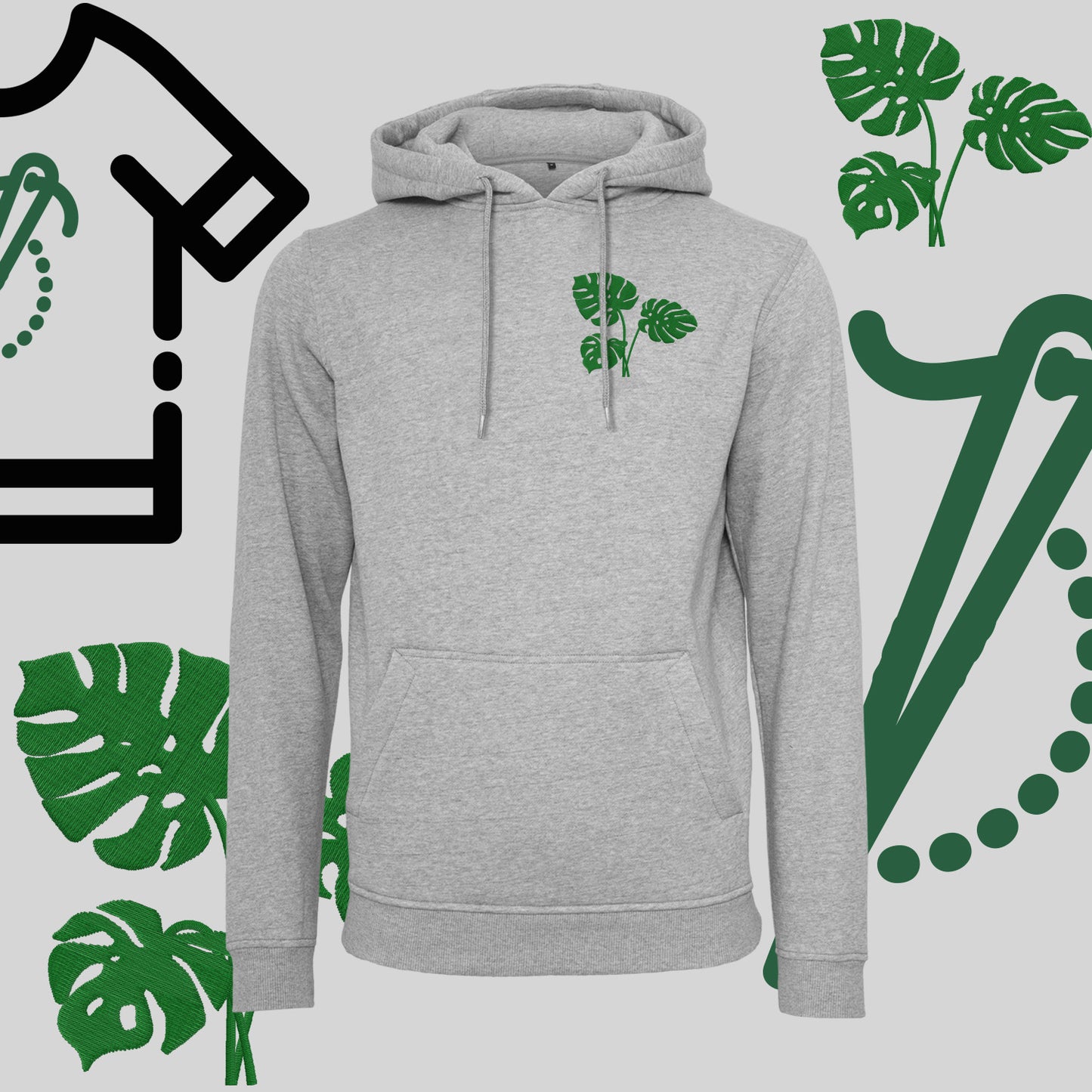 Bluza z kapturem "Kwiat Monstery" – haft komputerowy, styl inspirowany naturą