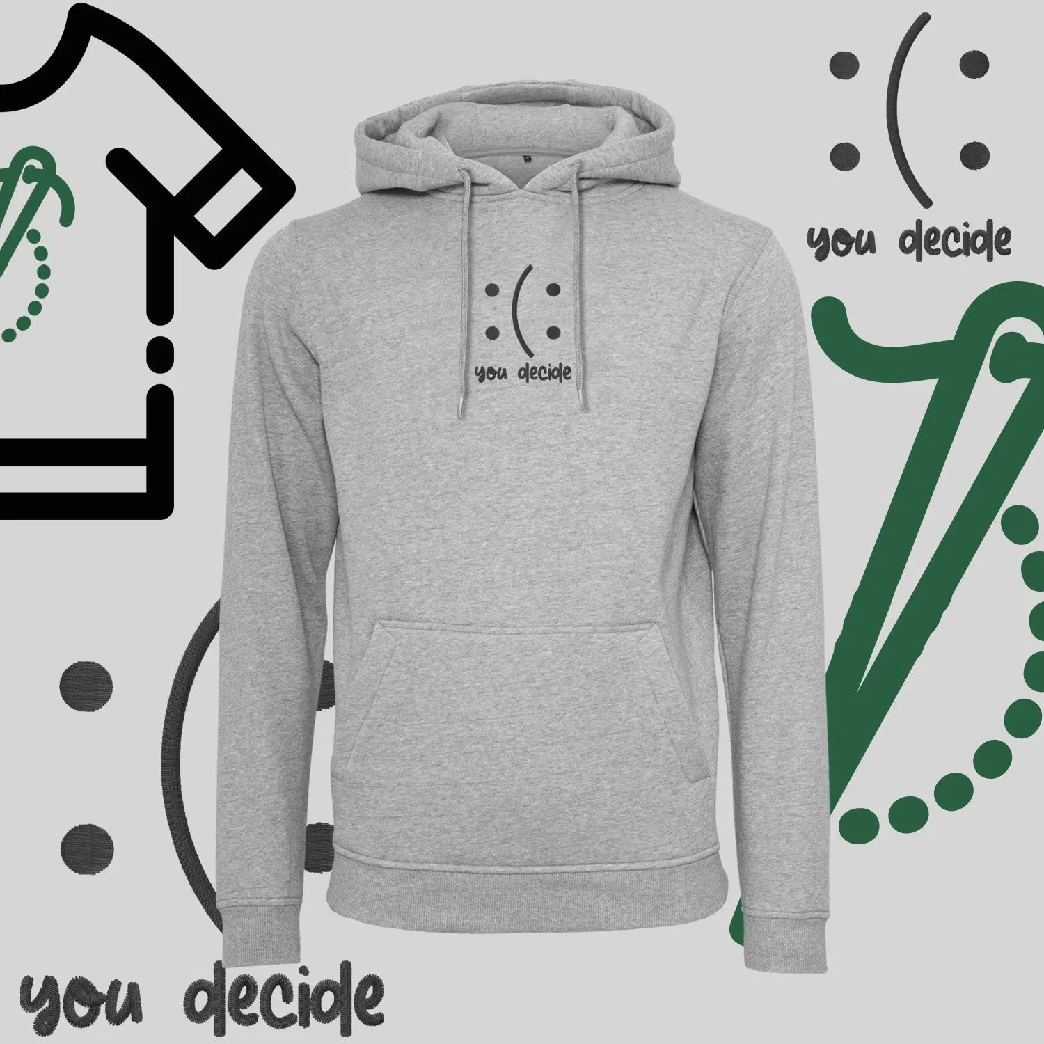 Bluza z kapturem "Ty Decydujesz" – haft komputerowy, moda z przesłaniem Haft z radości