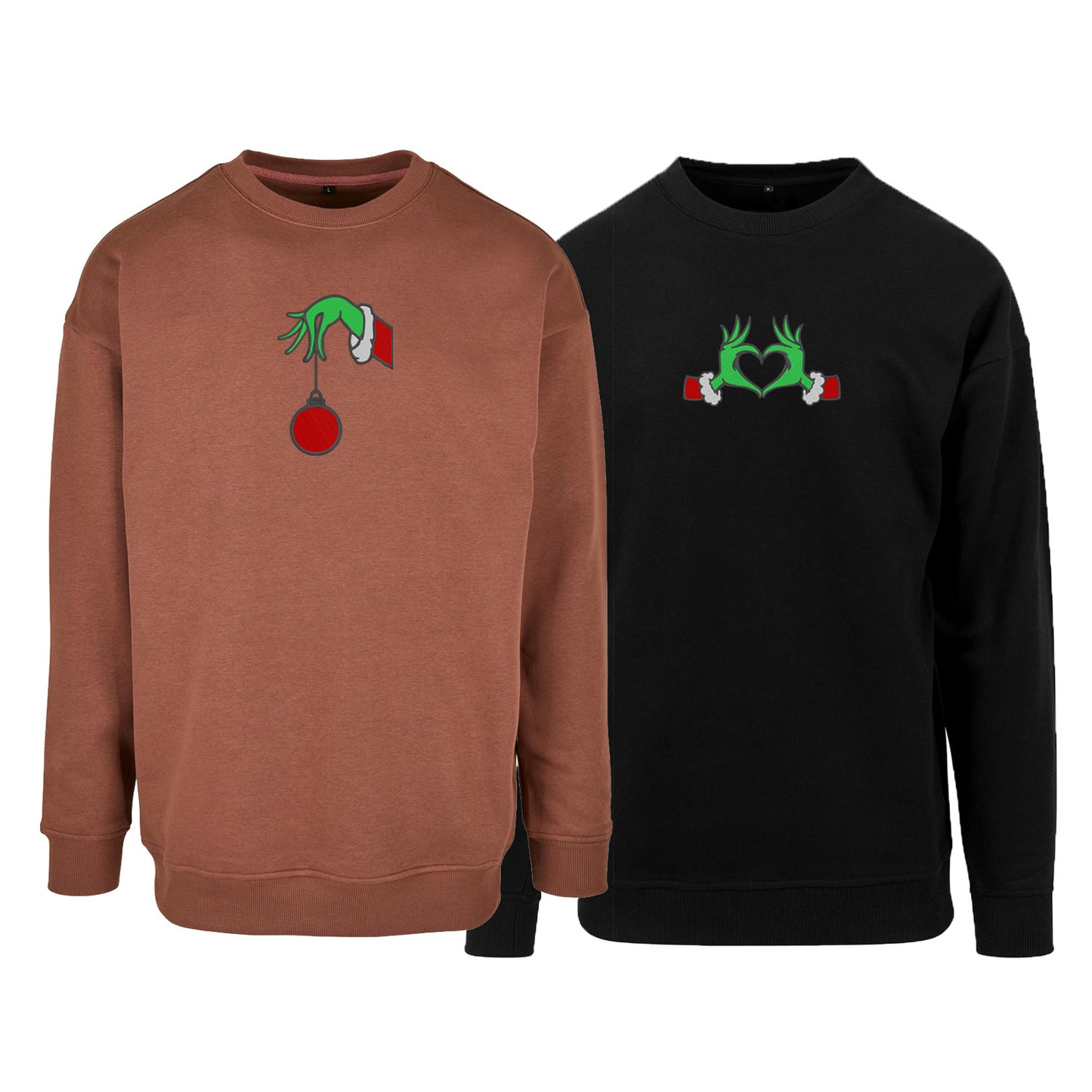 Zestaw 2 bluz bez kaptura z haftem „GRINCH LOVE”  maczi & maczi