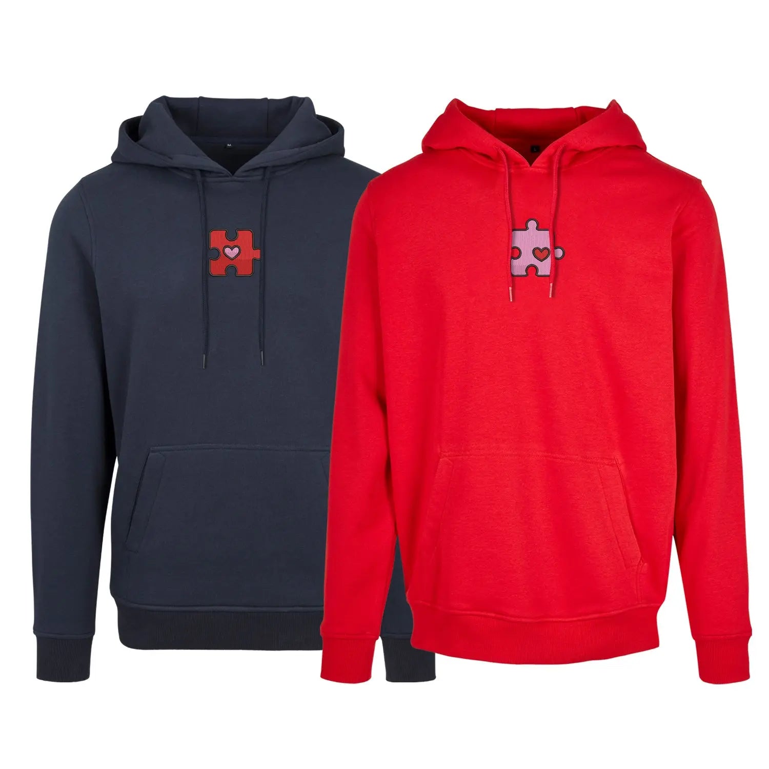 Zestaw 2 bluz z kapturem z haftem „Heart Puzzle”  maczi & maczi Haft z radości
