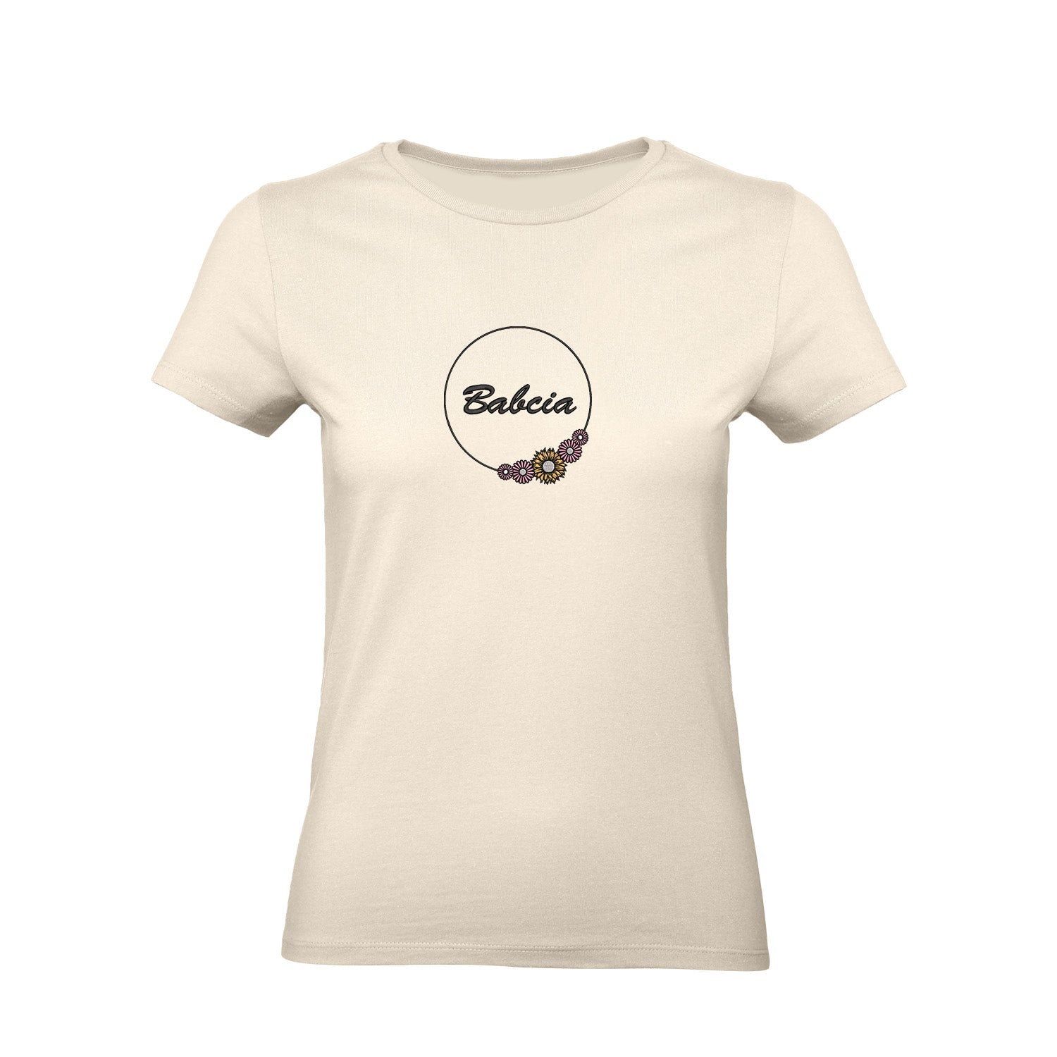 Babcia - koszulka z haftem w kwiatowym stylu dla Babci Haft z radości - nadruki i haft na odzieży Warszawa