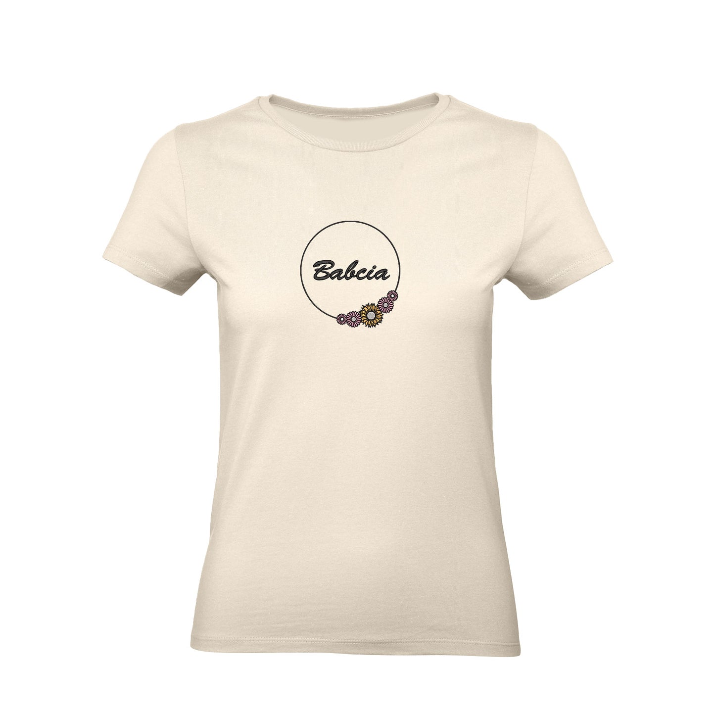 Babcia - koszulka z haftem w kwiatowym stylu dla Babci Haft z radości - nadruki i haft na odzieży Warszawa