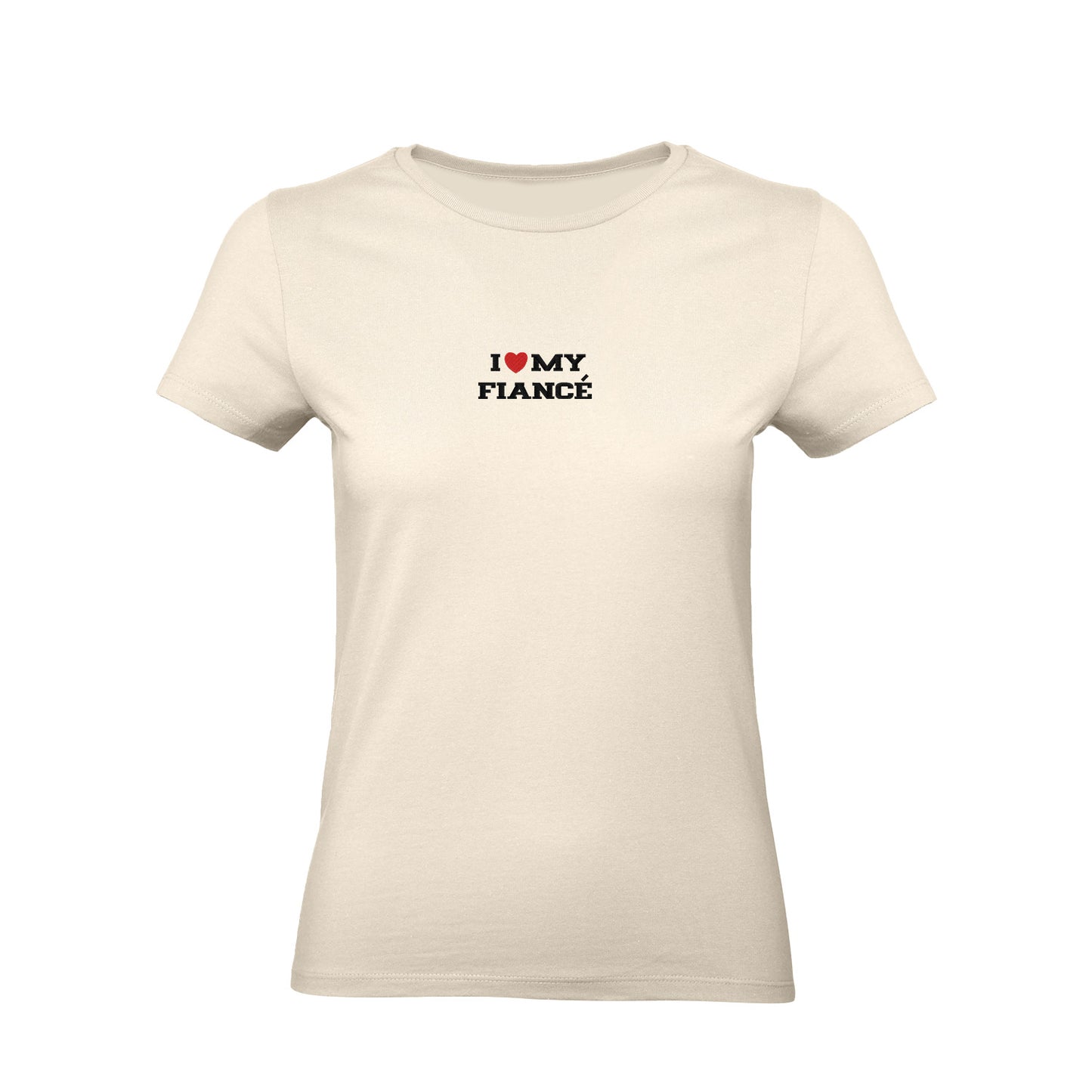 Koszulka I LOVE MY FIANCÉ z haftem – unisex, damska lub oversize Haft z radości - nadruki i haft na odzieży Warszawa