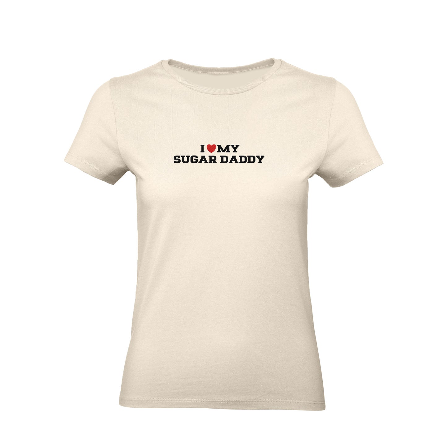 Koszulka I LOVE MY SUGAR DADDY z haftem – unisex, damska lub oversize Haft z radości - nadruki i haft na odzieży Warszawa