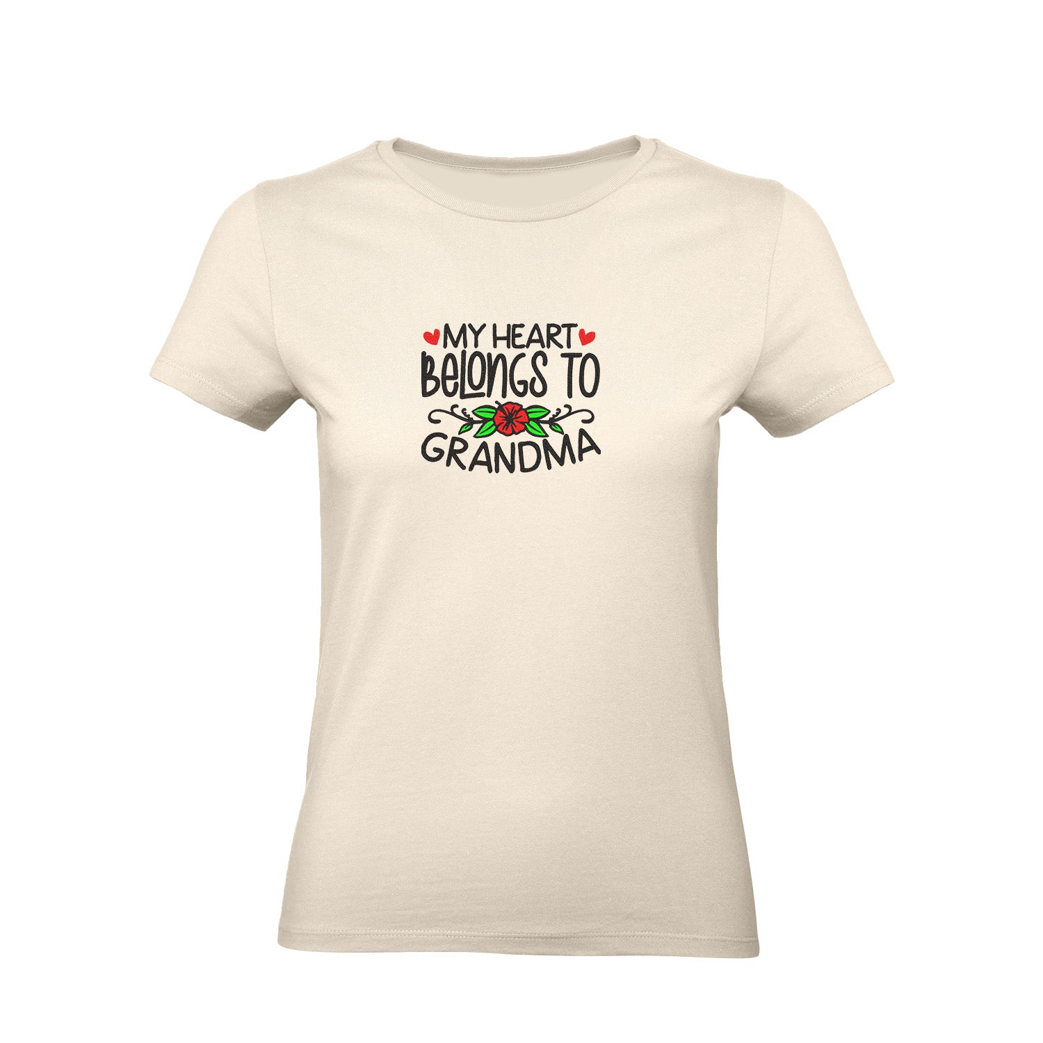 Koszulka My Heart Belongs to Grandma – haftowany prezent dla Babci Haft z radości - nadruki i haft na odzieży Warszawa