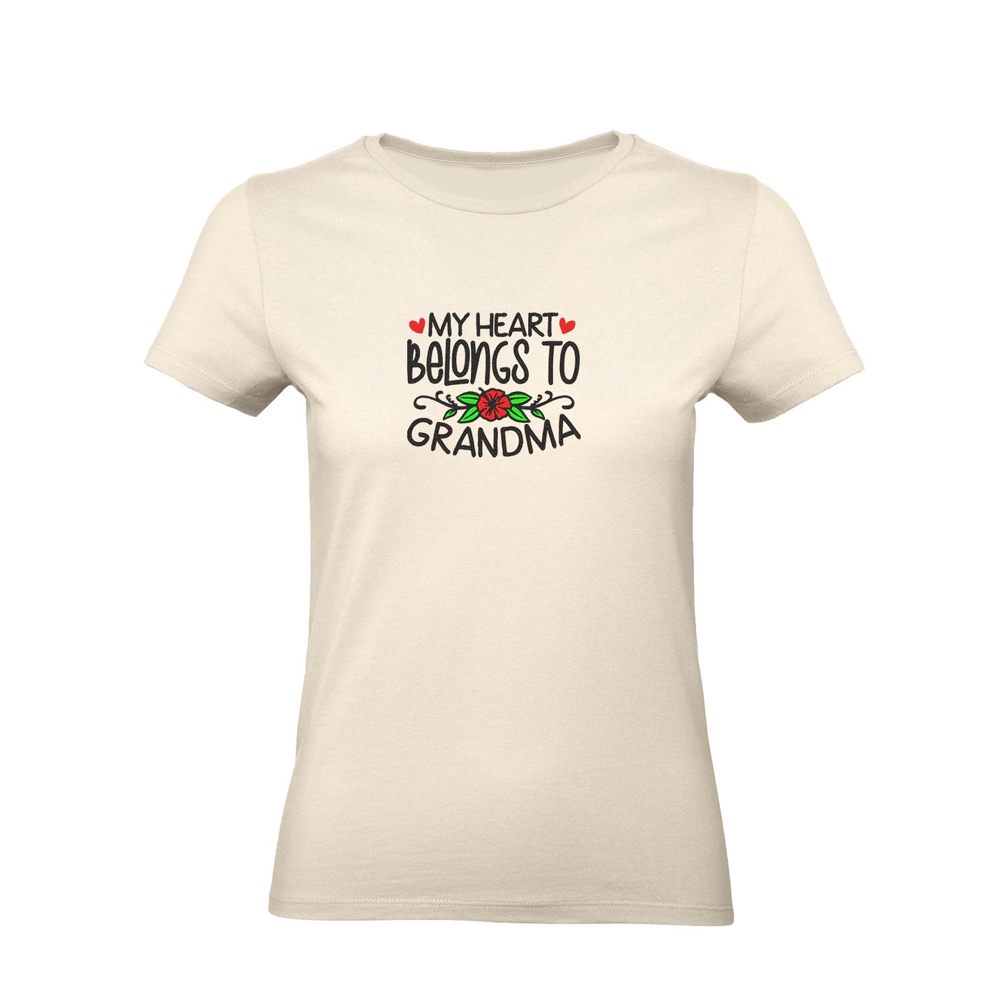 Koszulka My Heart Belongs to Grandma – haftowany prezent dla Babci Haft z radości - nadruki i haft na odzieży Warszawa