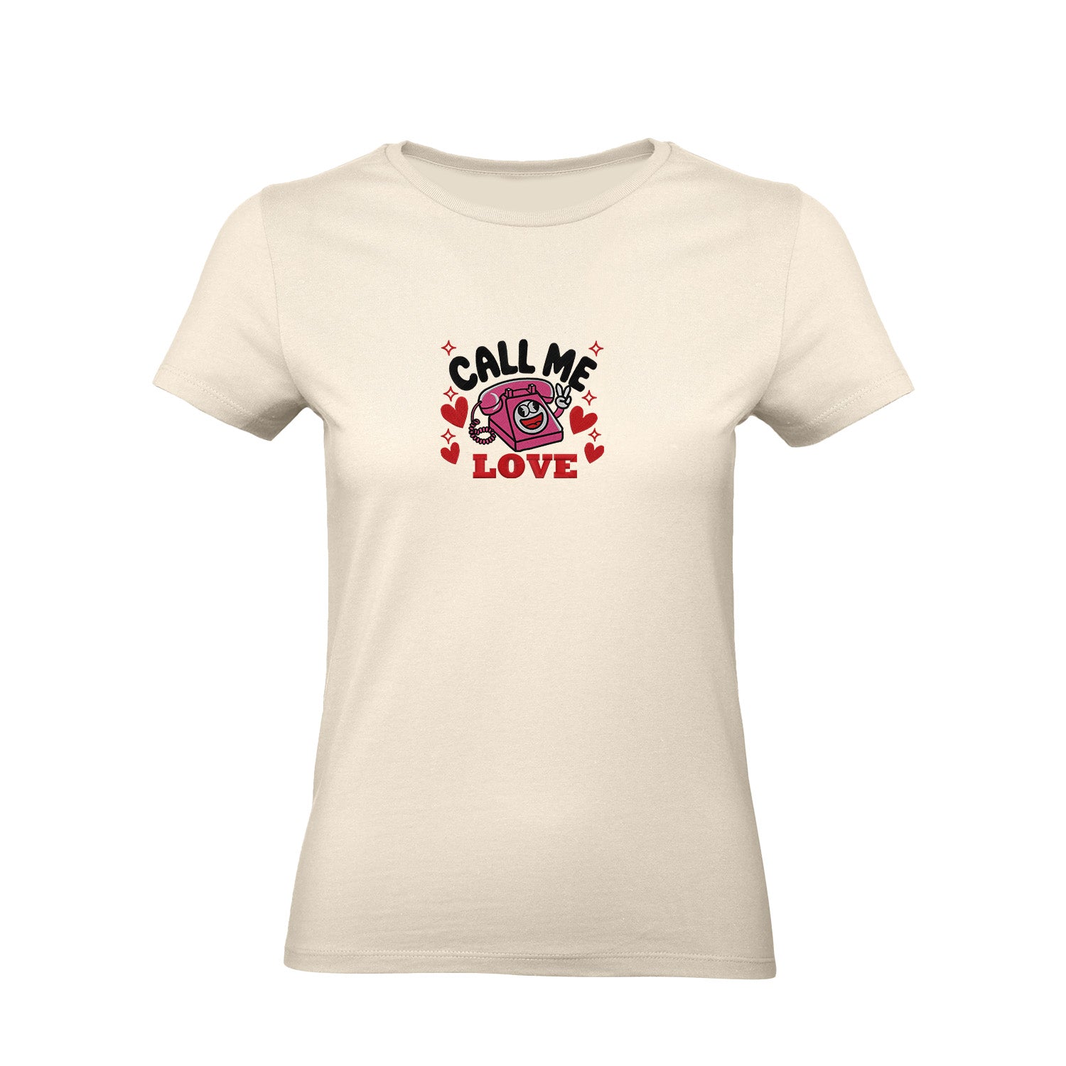 Koszulka z Haftem „Call Me Love” – delikatne przesłanie Haft z radości - nadruki i haft na odzieży Warszawa