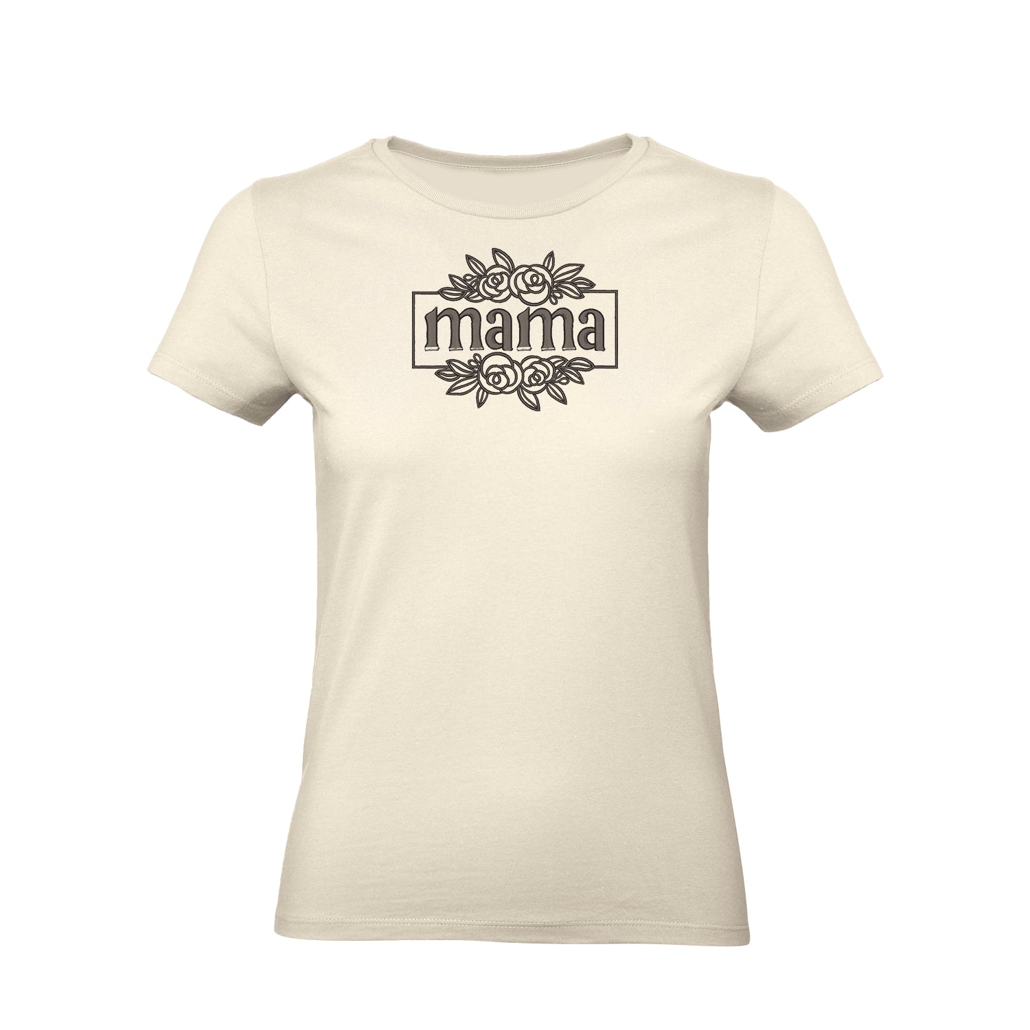Koszulka haftowana „Retro Floral Mama” – damska, unisex, oversize | elegancki haft komputerowy Haft z radości - nadruki i haft na odzieży Warszawa
