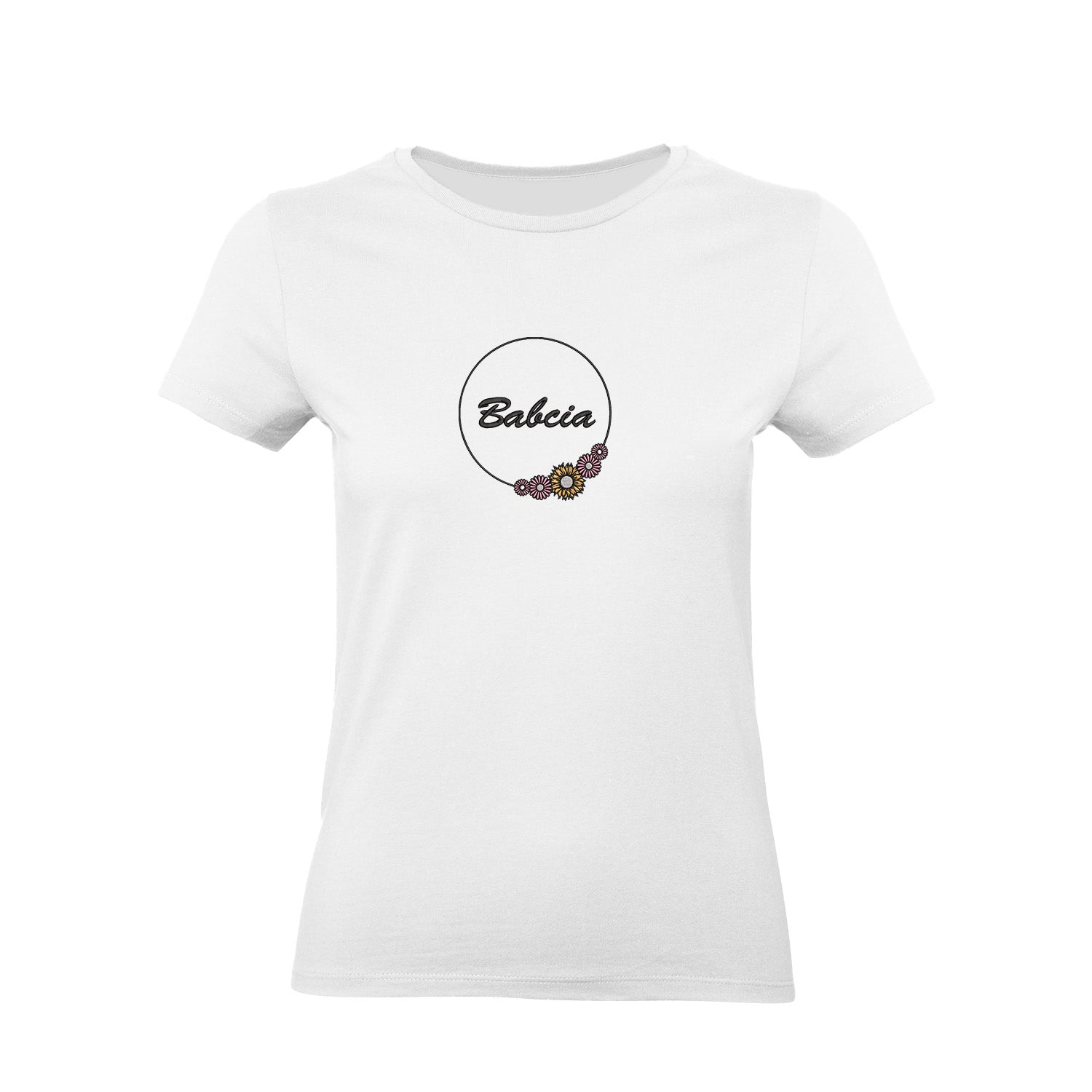 Babcia - koszulka z haftem w kwiatowym stylu dla Babci Haft z radości - nadruki i haft na odzieży Warszawa