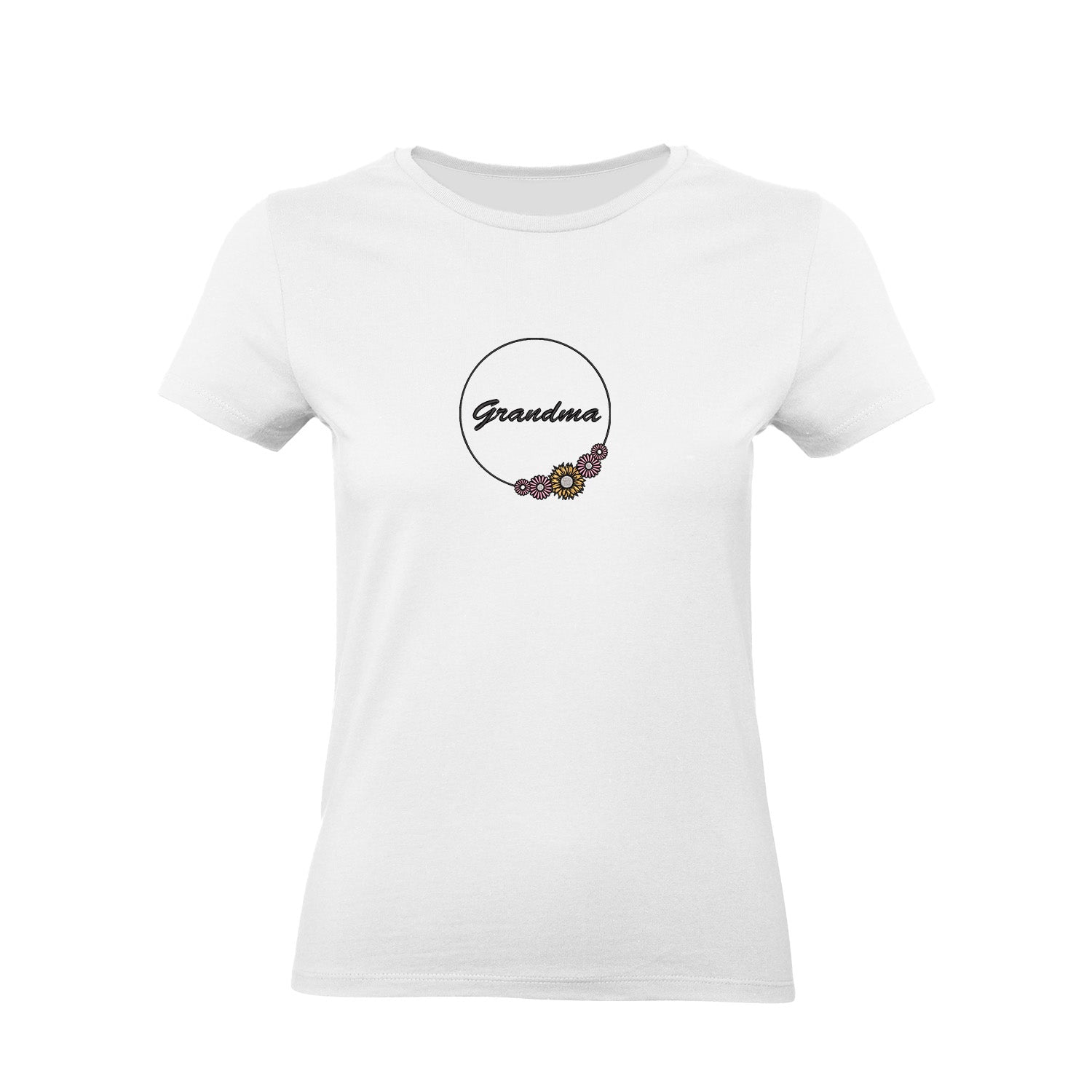 Koszulka Grandma Flower – haftowany motyw z kwiatami dla Babci Haft z radości - nadruki i haft na odzieży Warszawa